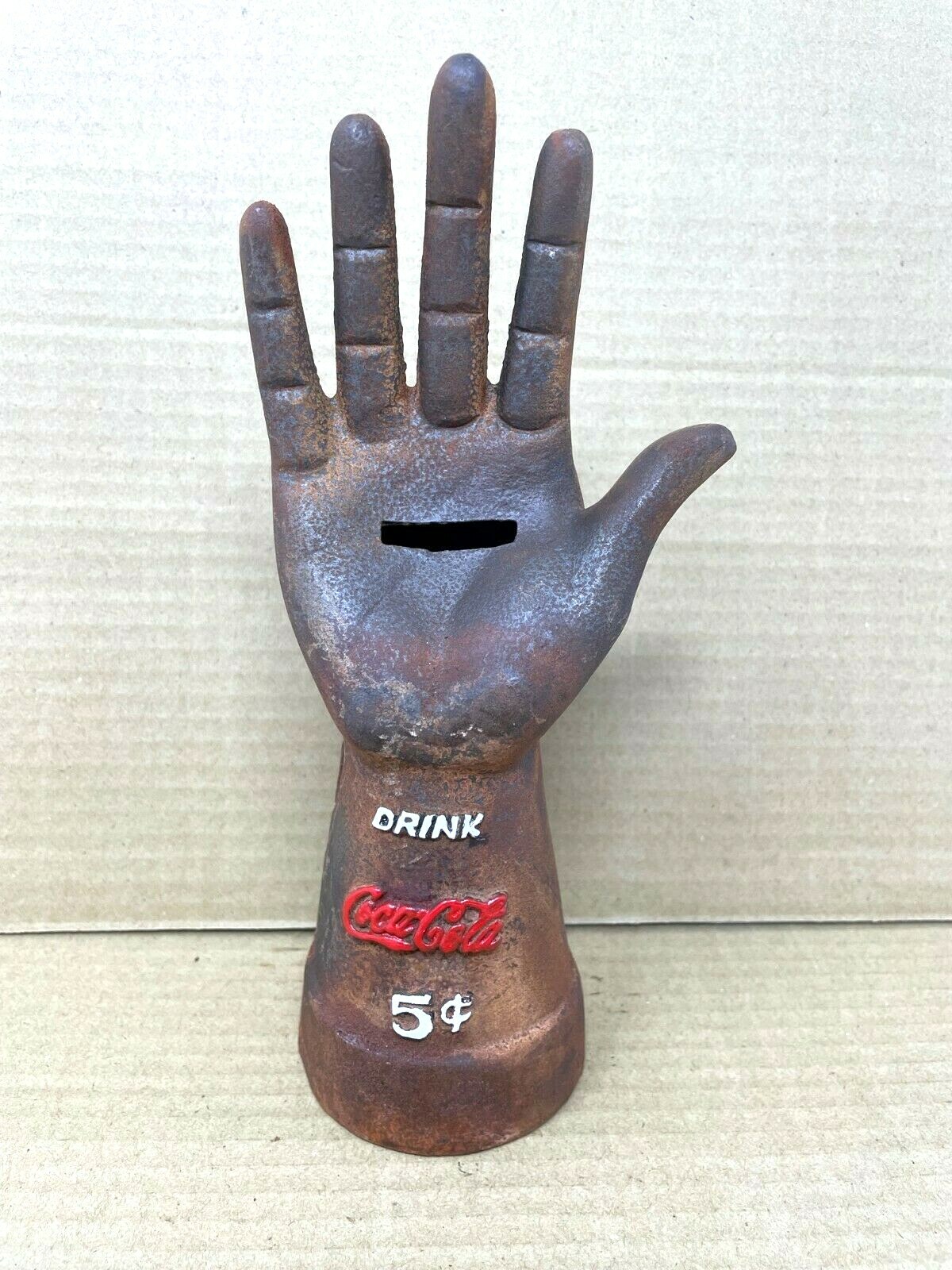 Coca Cola Coke Hand Bank Cast Iron with Raised Letters new Coca Cola Coke Hand Bank Cast Iron with Raised Letters new
