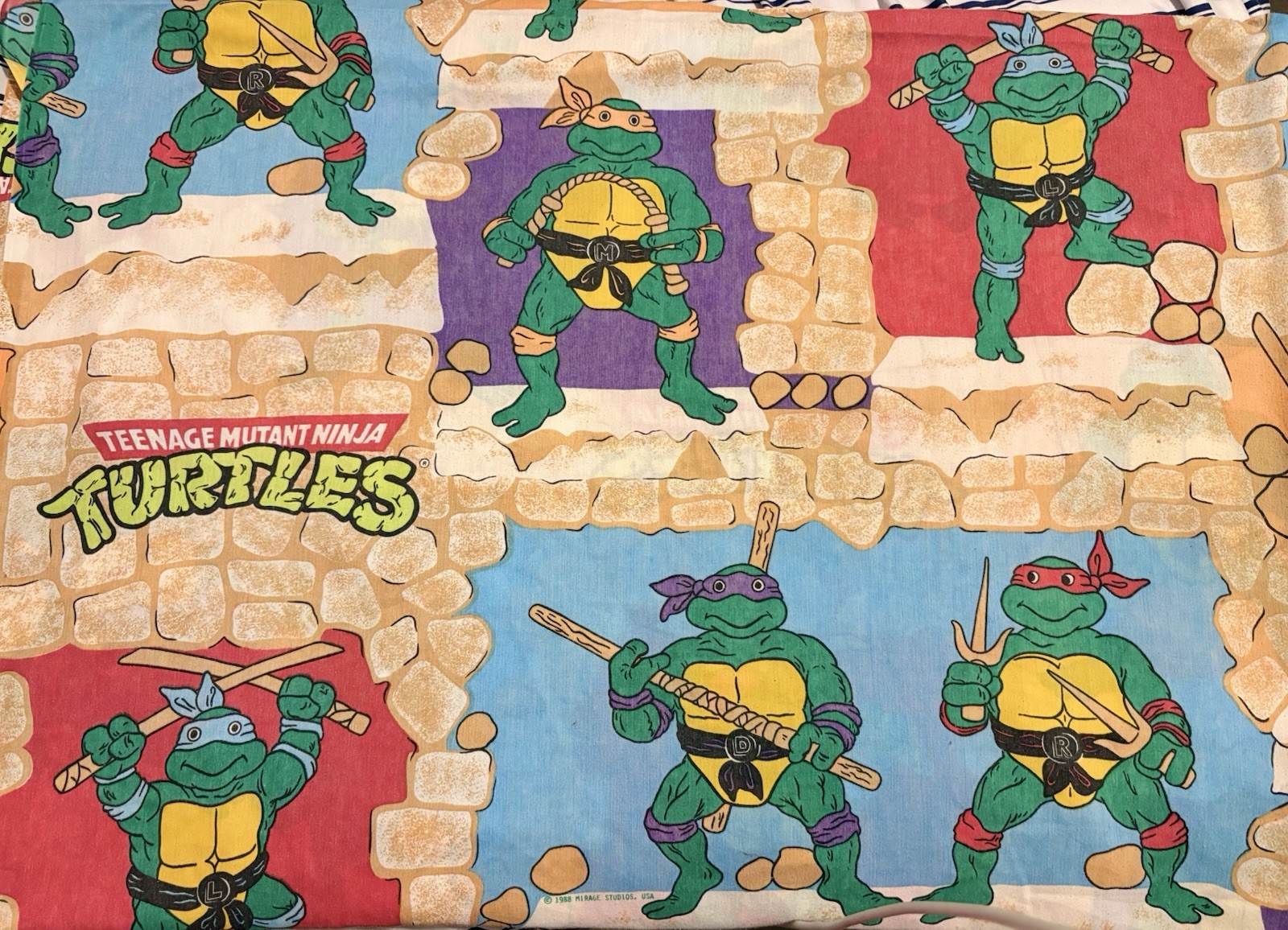 Vintage Rare 1988 Ninja Turtle Twin Bed Sheet / Flat&Fitted USA Made