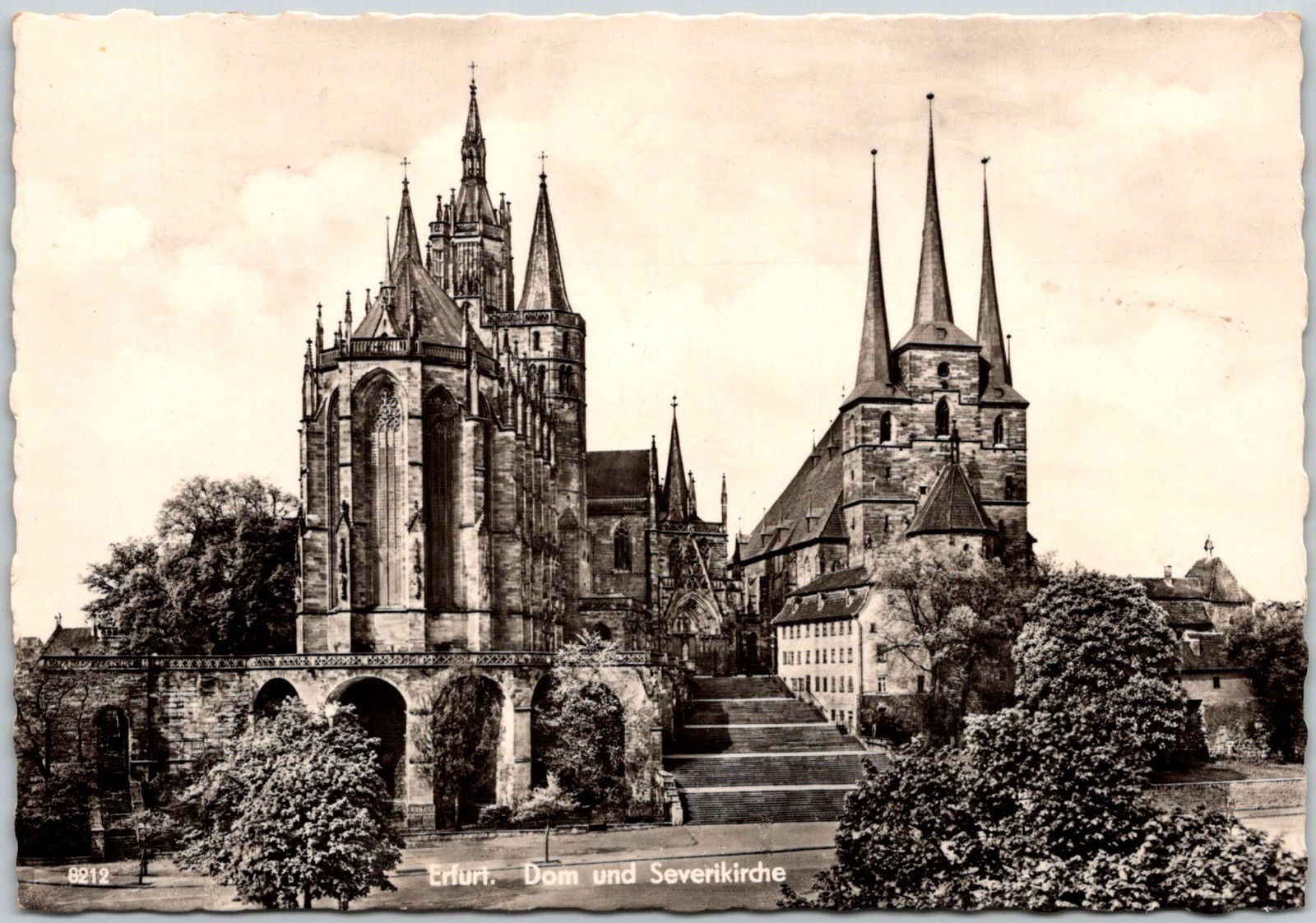Erfurt Germany Dom and Severikirche Cathedral Complex C.1910s Sepia RPPC