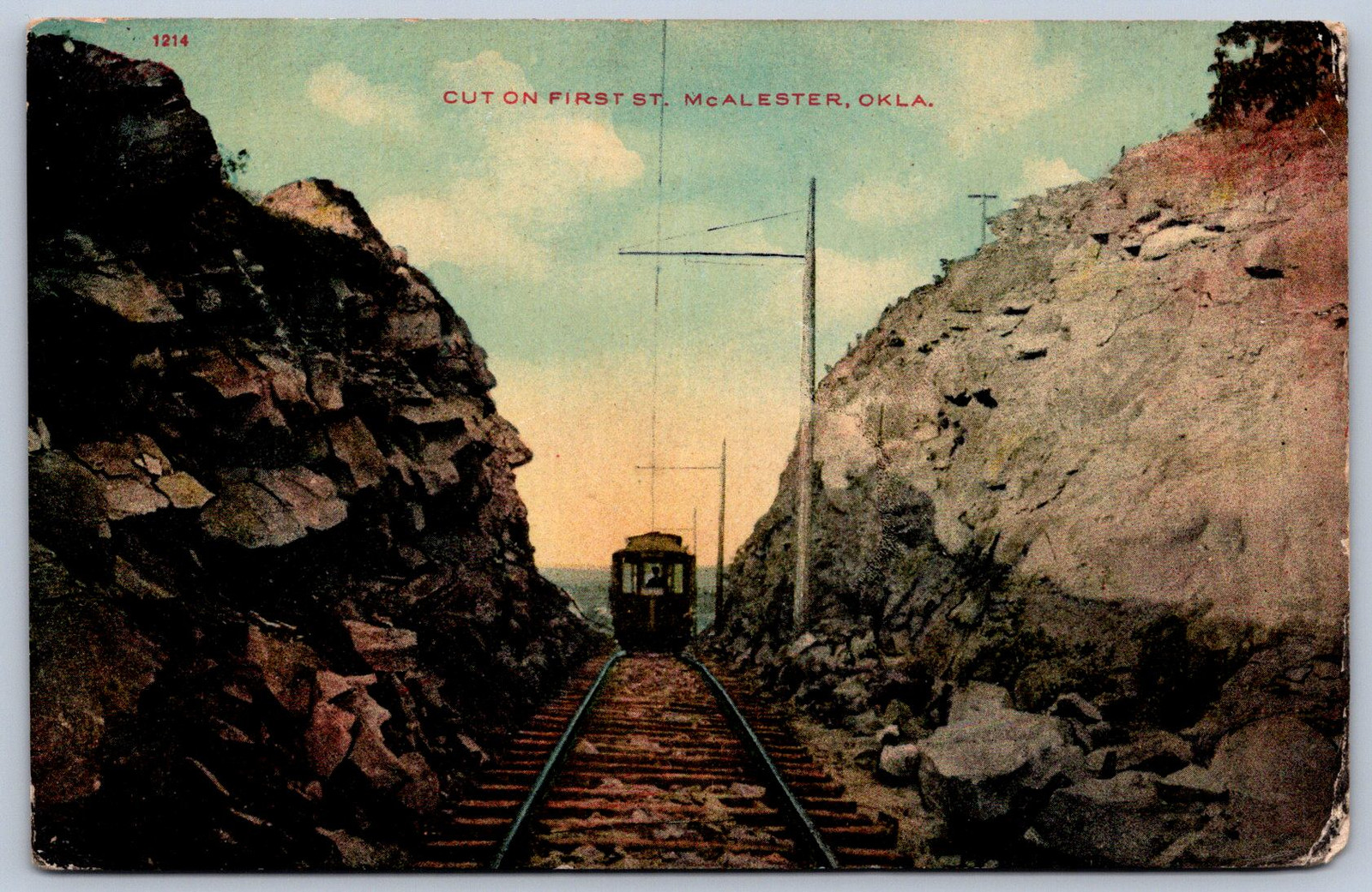 K21/ McAlester Oklahoma Postcard c1910 Trolley Cut First Street  138