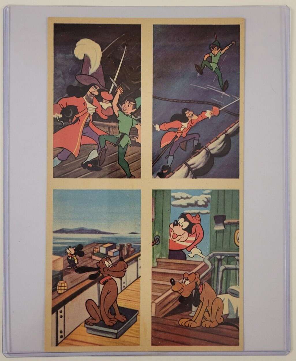 DISNEY 1930's Super Rare UNCUT TRADING CARD SHEET 4 PANEL Pluto ROBINHOOD Mickey