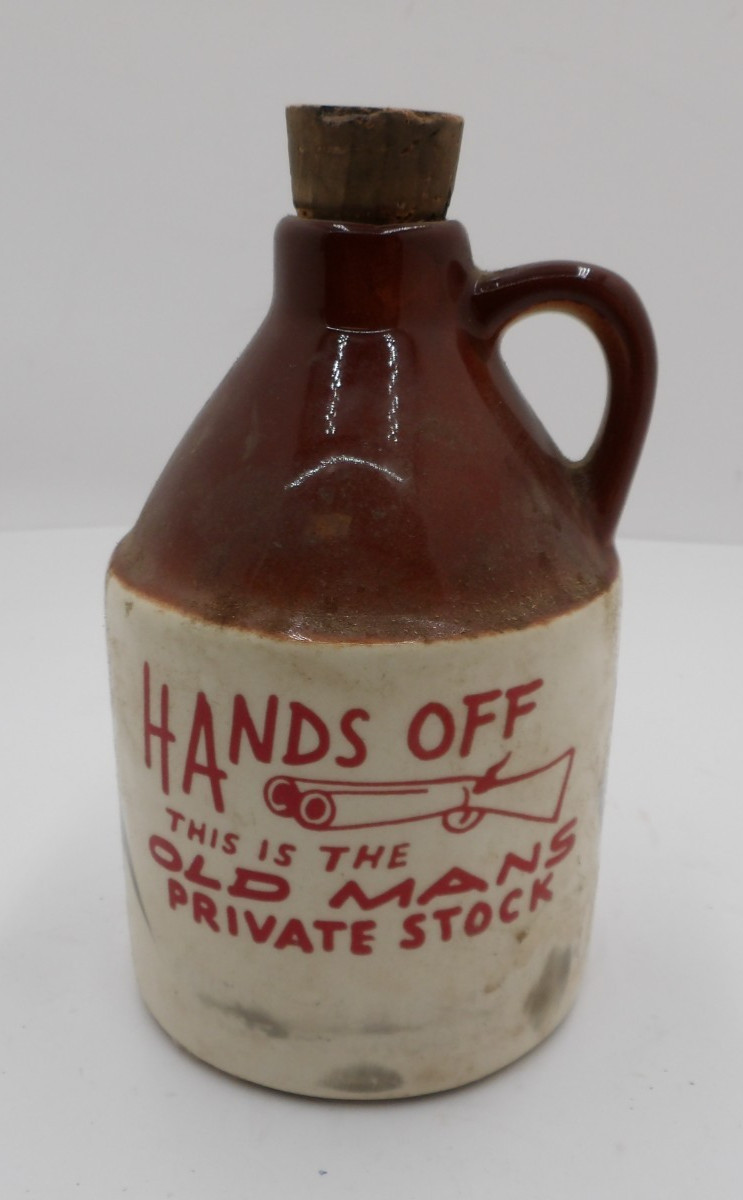 VTG “HANDS OFF This Old Man’s Private Stuff” Whiskey Jug Decanter CROCK