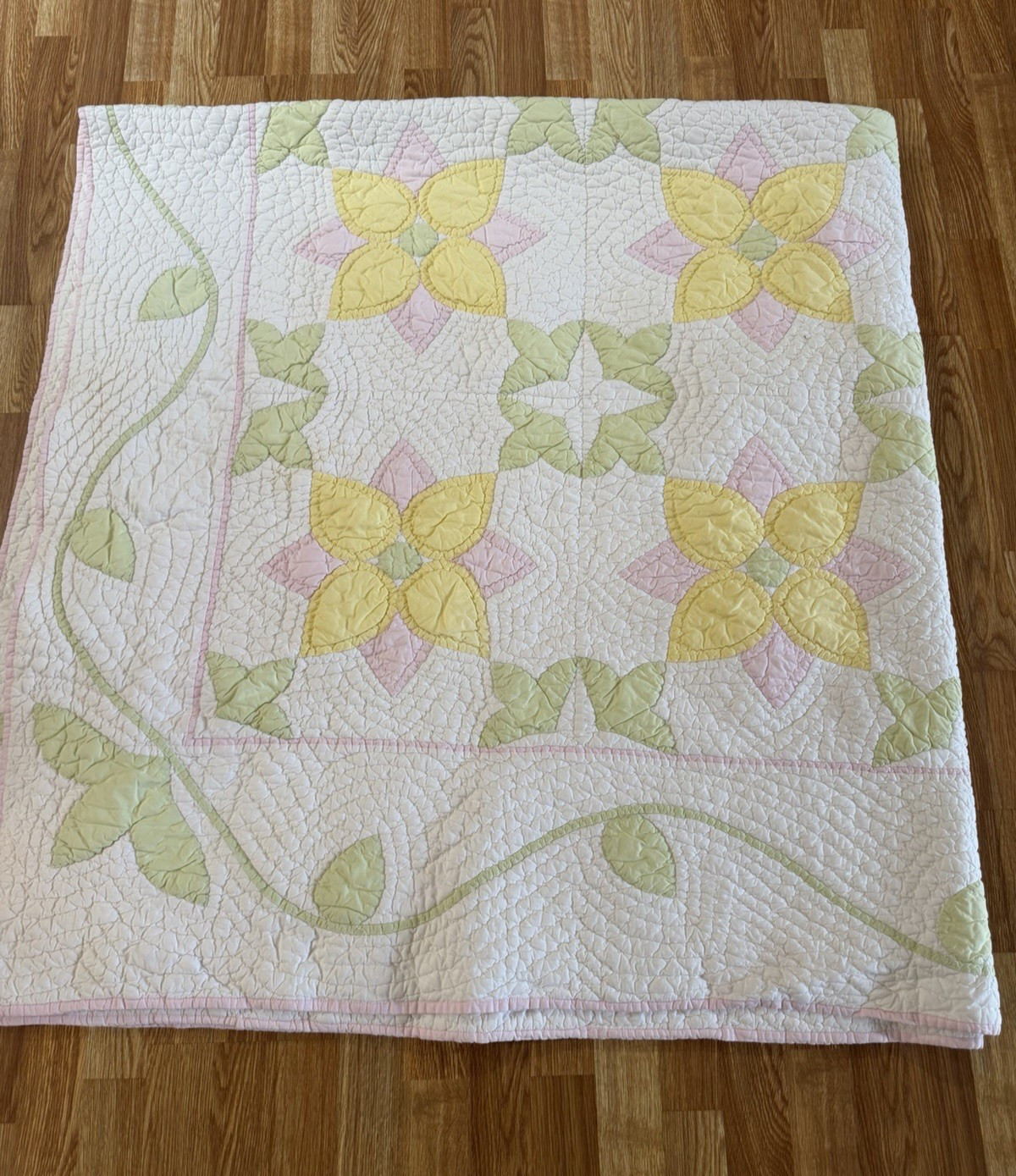 VTG Williams Sonoma Chambers Quilt Cotton Floral Pink Yellow Green 82 VTG Williams Sonoma Chambers Quilt Cotton Floral Pink Yellow Green 82
