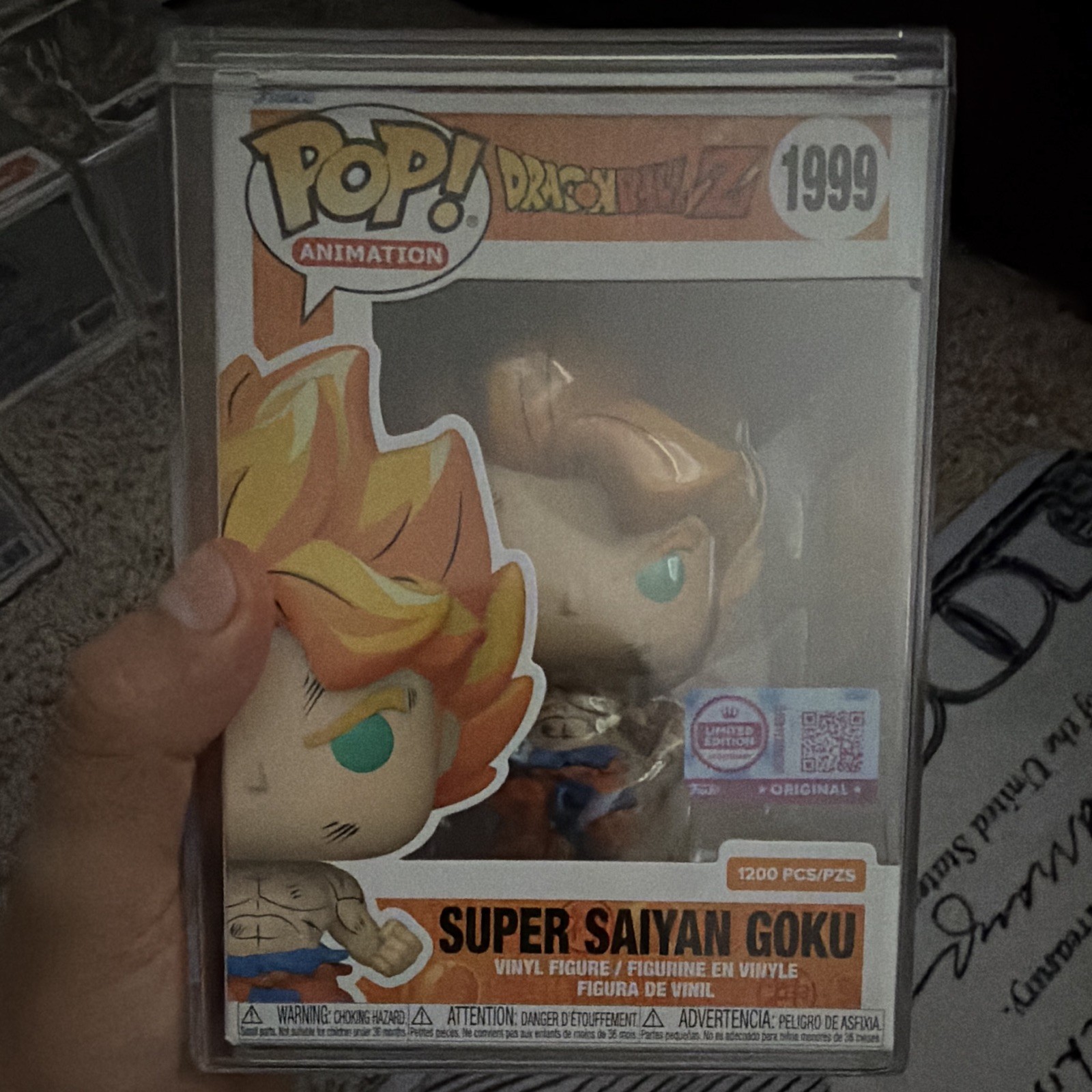 Funko Pop Animation Dragon Ball Z Super Saiyan Goku PSA #1999 LE evend sticker 