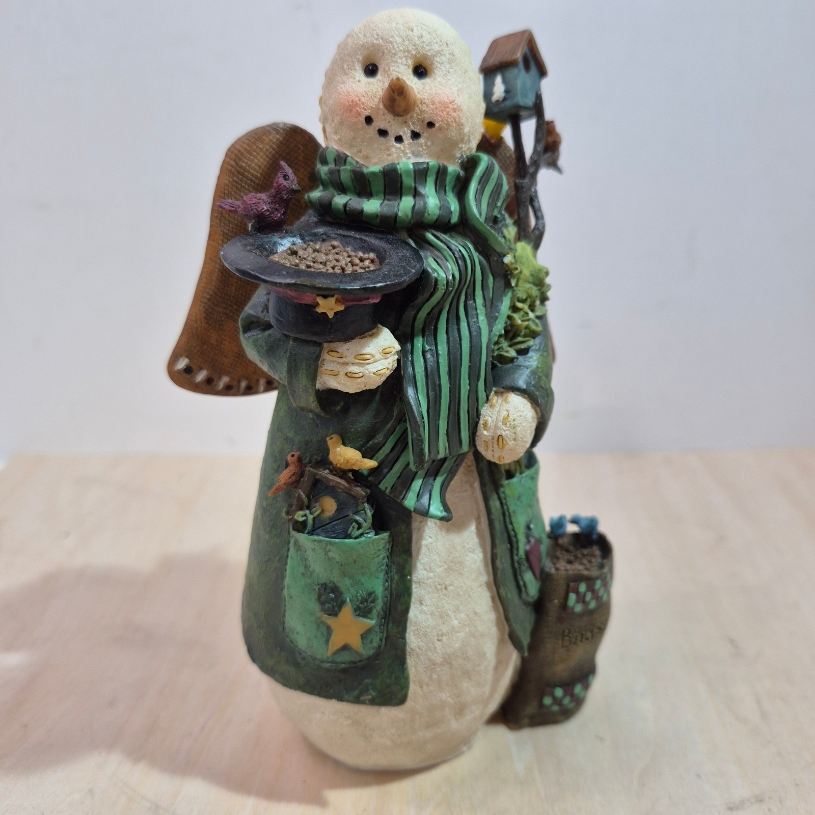 Vintage 1999 Raz Imports Deb Strain Snowman Angel Bird Lover Figurine 6.5 Inch Vintage 1999 Raz Imports Deb Strain Snowman Angel Bird Lover Figurine 6.5 Inch