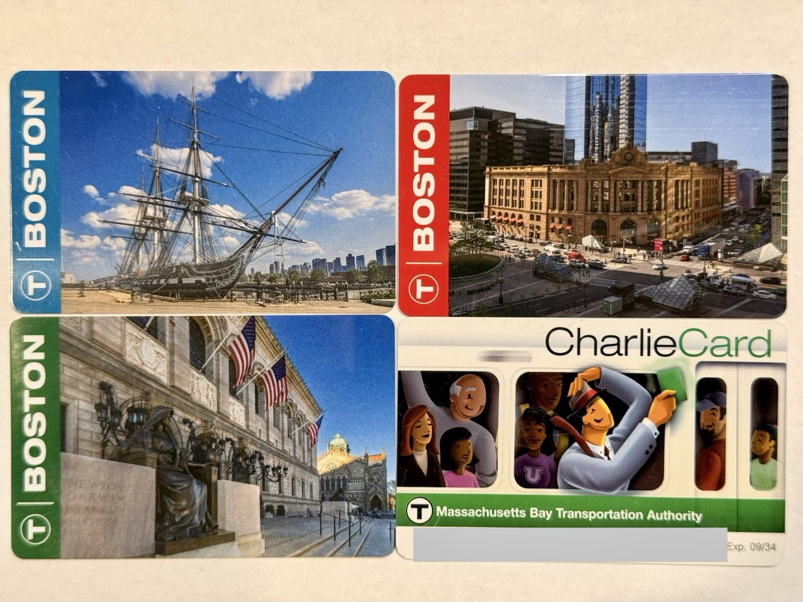 MBTA CHARLIECARD 4 Pack Red Blue Green Standard Train Cards FIFA Boston 250 MBTA CHARLIECARD 4 Pack Red Blue Green Standard Train Cards FIFA Boston 250