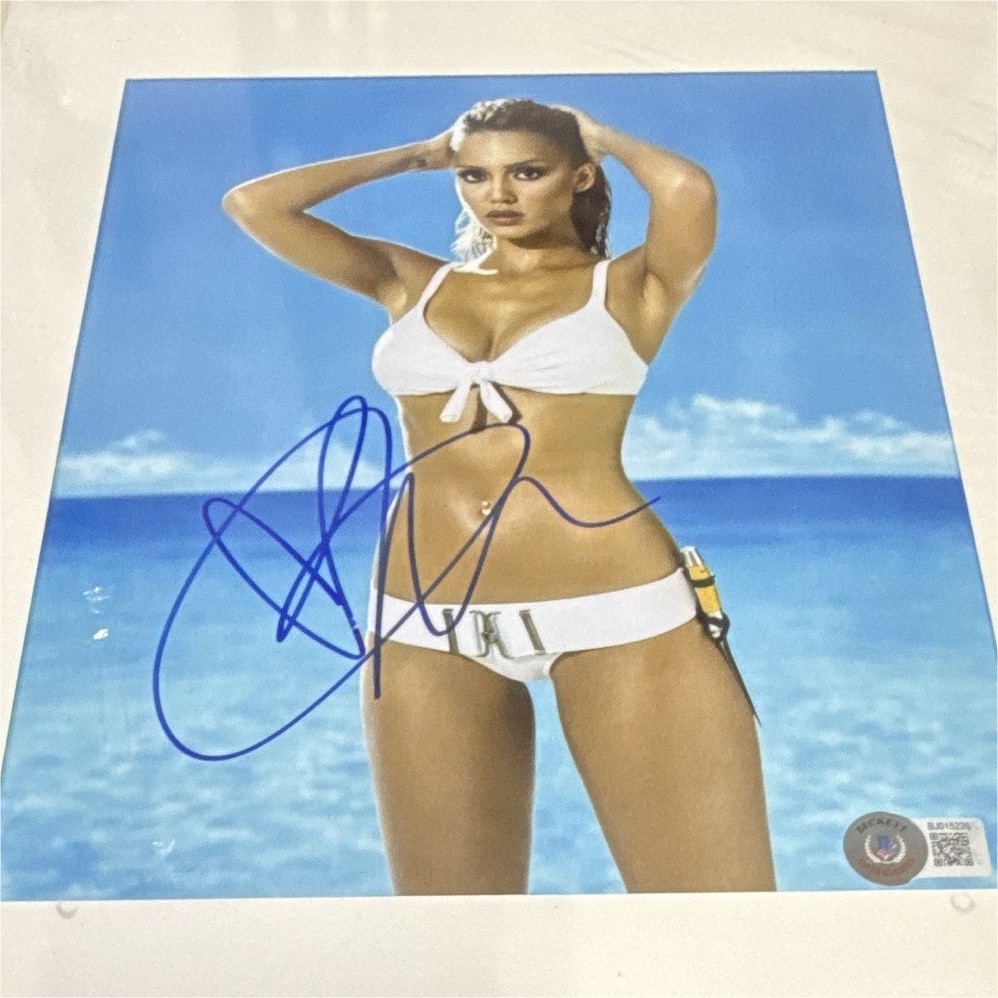 Jessica Alba Signed 8x10 Matted Sports Illustrated Swimsuit Photo Beckett Auth