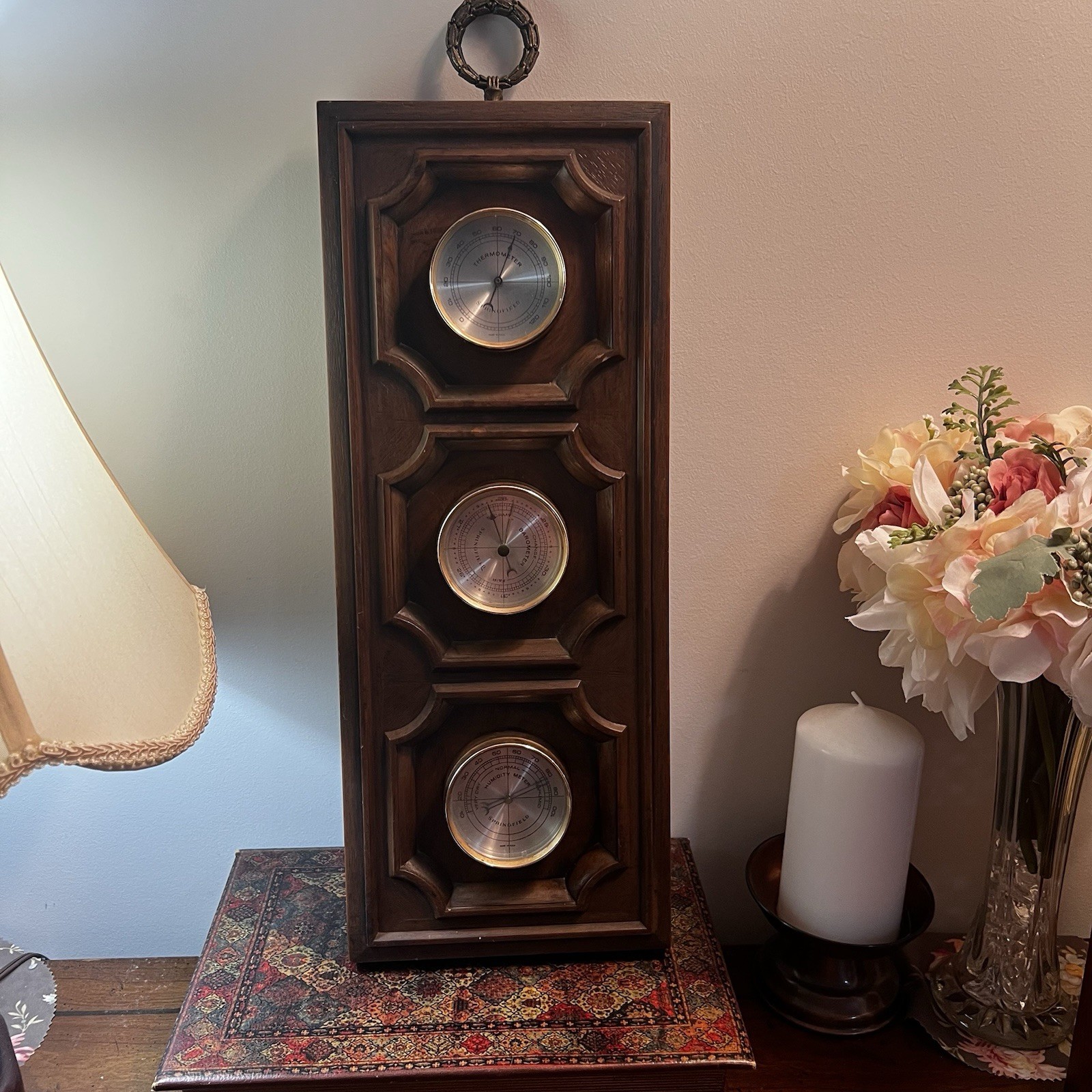 VINTAGE Springfield Barometer Thermometer Humidity Weather STATION  Wall HANGING