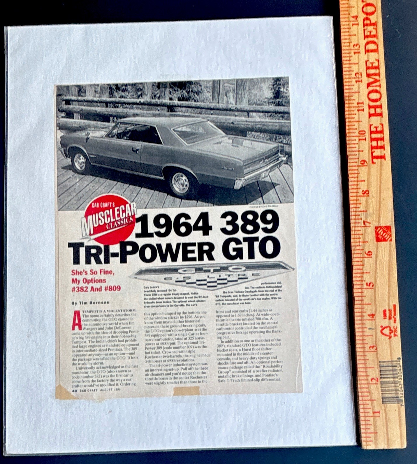 Vintage GTO Car Craft Muscle Car Classics Article/Page 1964 389 Tri-Power GTO