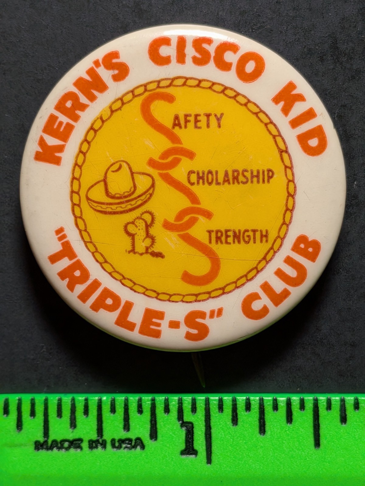 Vintage Kern's Cisco Kid Club Pinback Pin Vintage Kern's Cisco Kid Club Pinback Pin