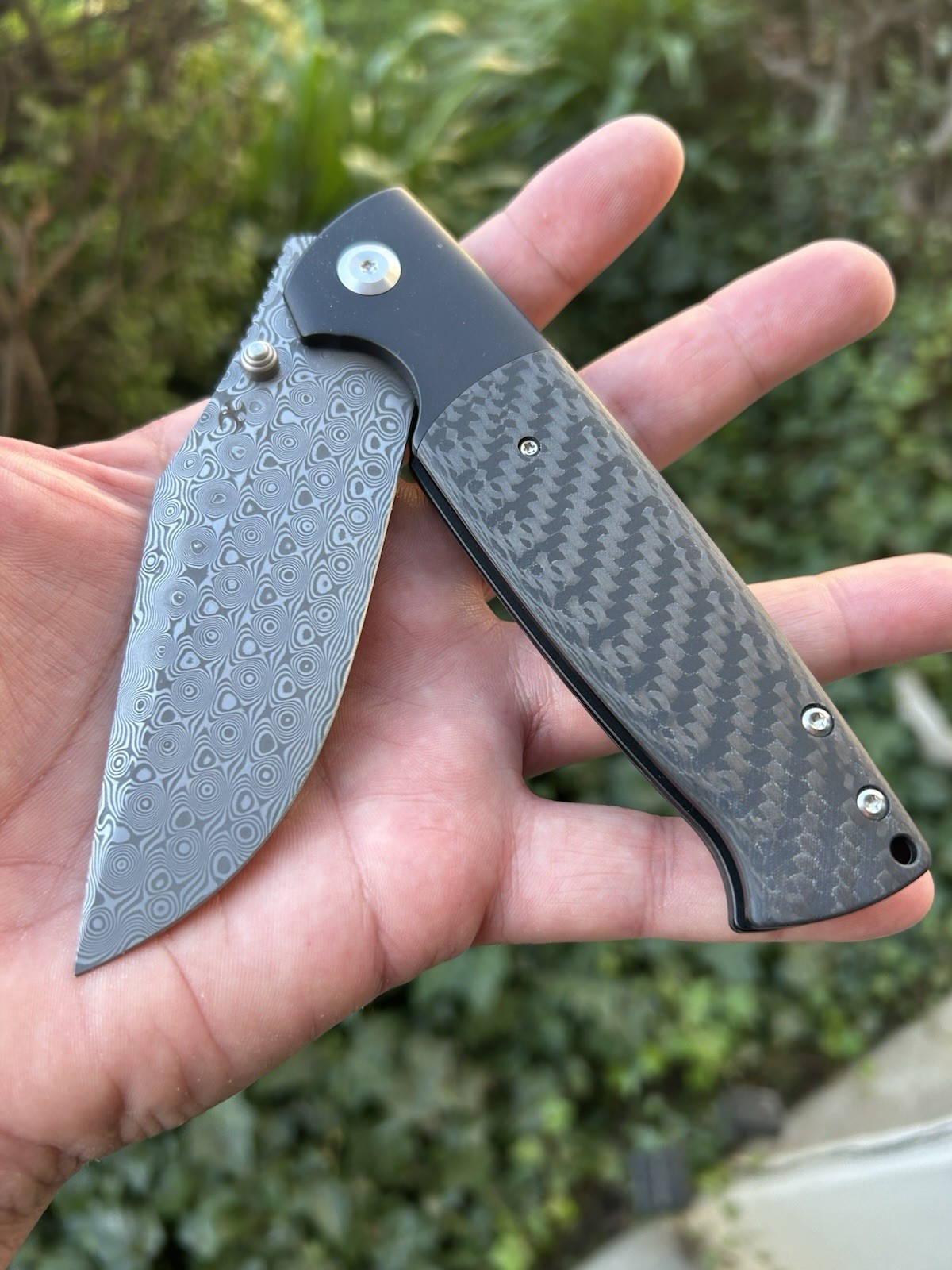 Kansept CF Shikari Damascus Titanium Framelock Carbon Fiber Brand New Knife Kansept CF Shikari Damascus Titanium Framelock Carbon Fiber Brand New Knife