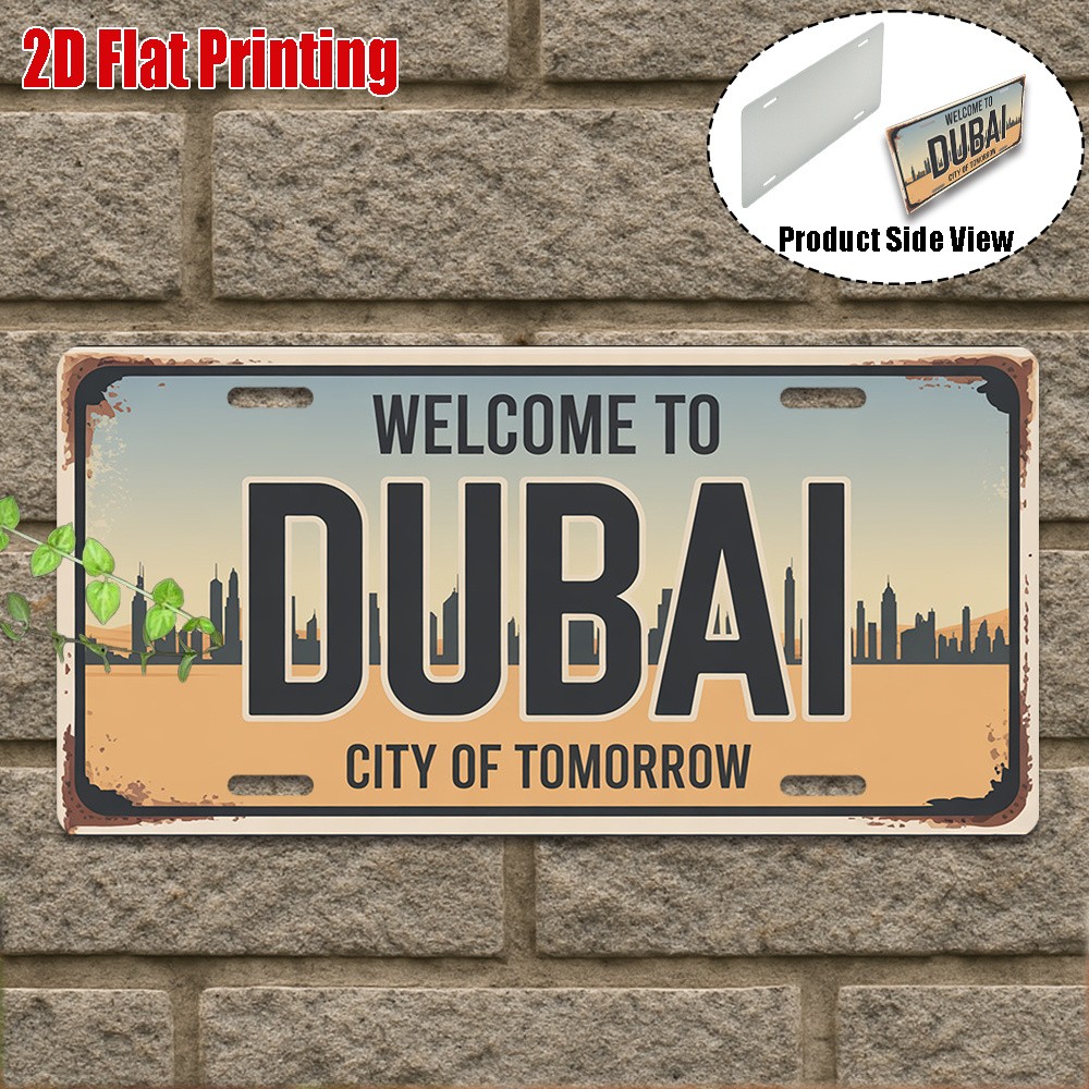 Vintage Metal Sign Futuristic City Aluminum License Plate 12x6 Inches Vintage Metal Sign Futuristic City Aluminum License Plate 12x6 Inches