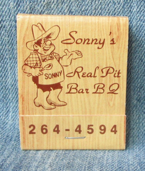 SONNY\'S REAL PIT BAR B Q ORANGE PARK FL Full Unstruck Vintage Matchbook JNS-1
