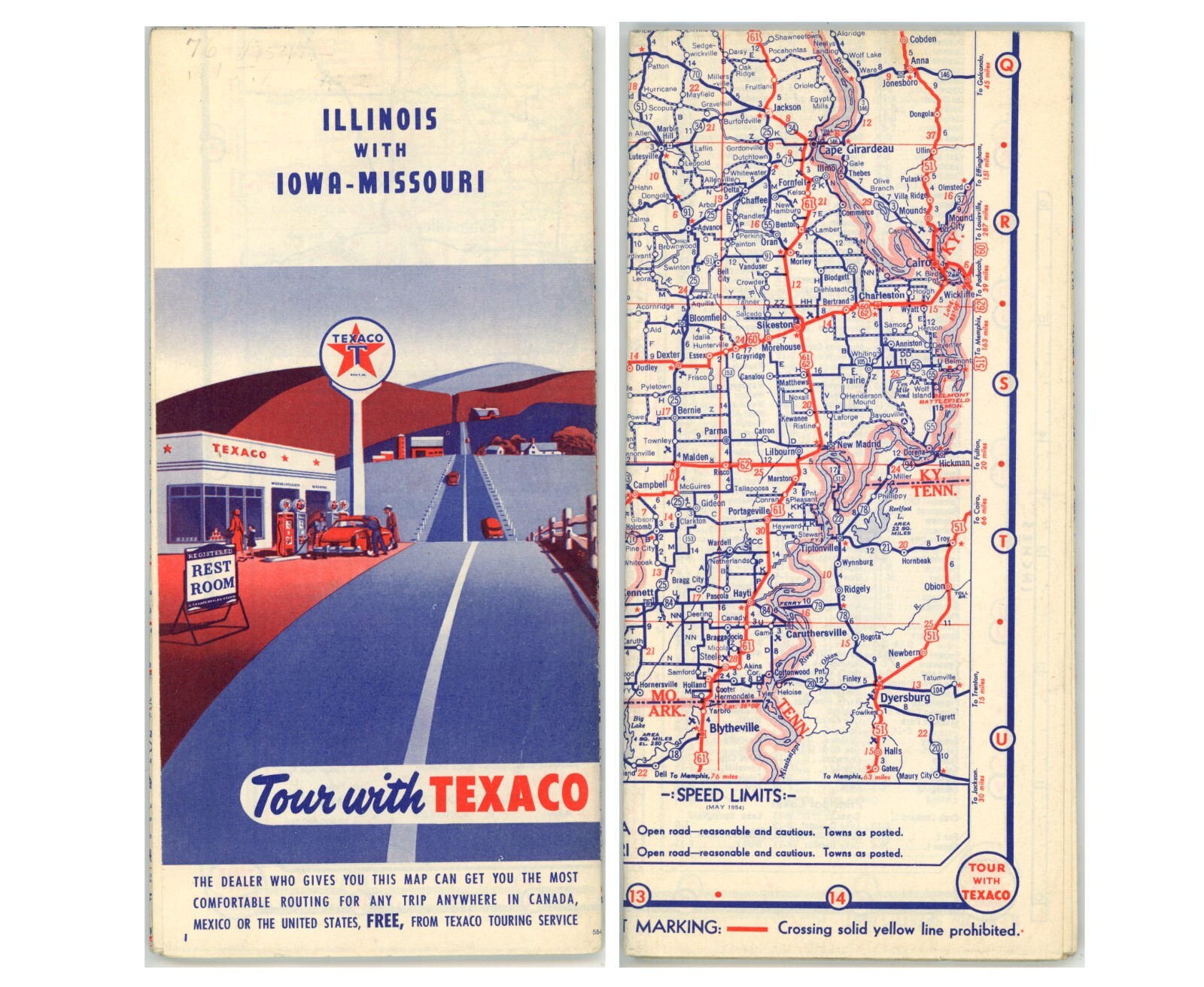 Vintage 1954 Illinois, Iowa & Missouri Road Map – Texaco Vintage 1954 Illinois, Iowa & Missouri Road Map – Texaco