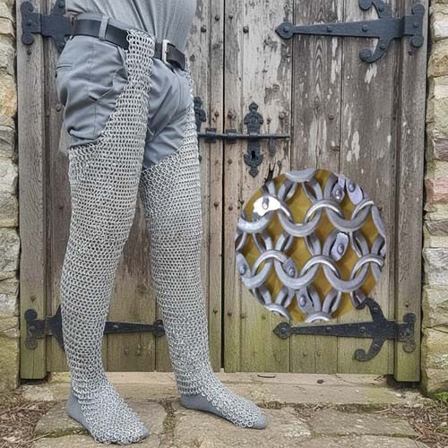 Aluminum Chainmail Leggings : 9 mm Round Riveted Rings Reenactment For Event