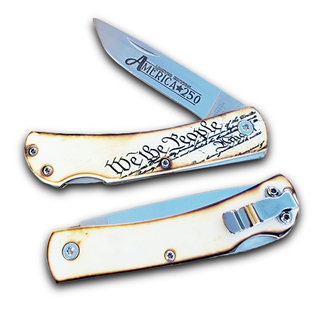 BEAR & SON CUTLERY USA WE THE PEOPLE BONE SMALL FARMHAND KNIFE AMERICA 250
