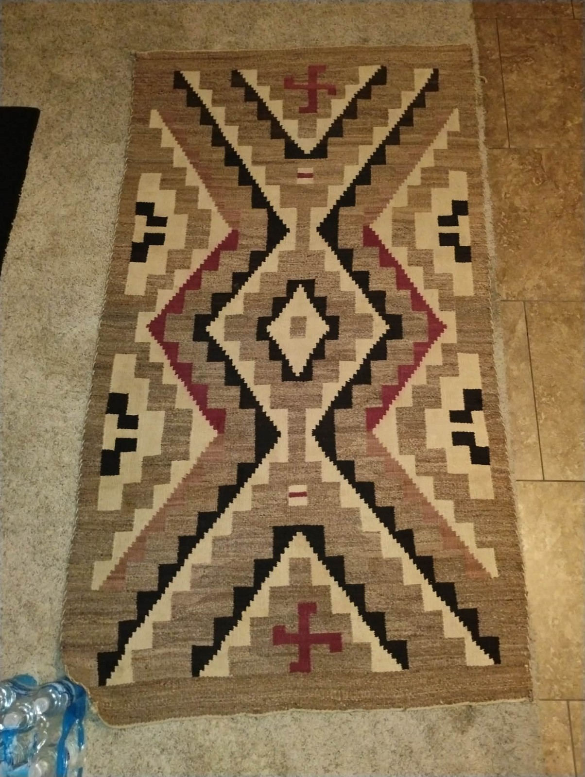 Antique 1920-1930s Navajo Whirling Logs Weaving 74.5\