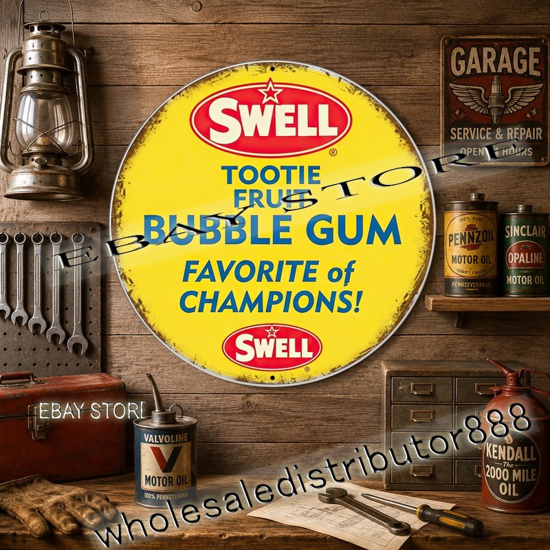 c1970s Swell Tootie Fruit Bubble Gum fruit bubble gum advertising Tin Sign 12in