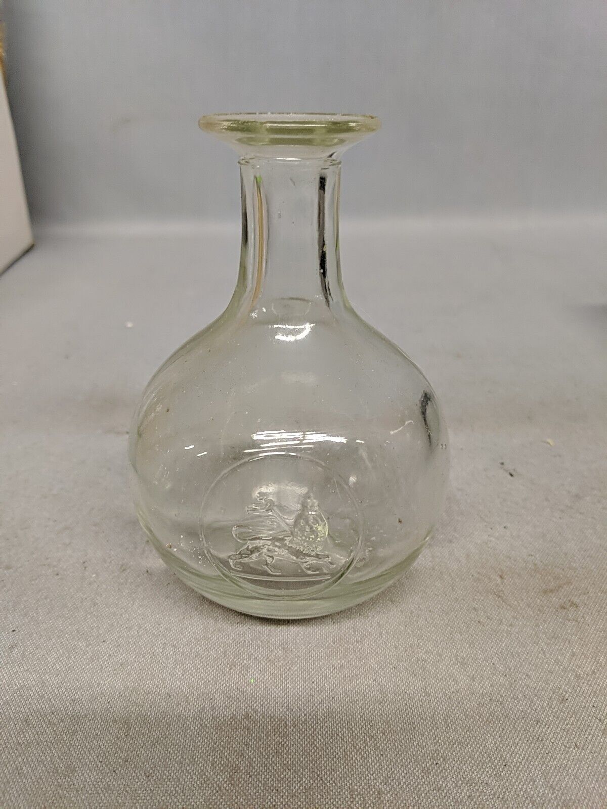 Vintage Small Clear Glass Wine Decanter With Engraving