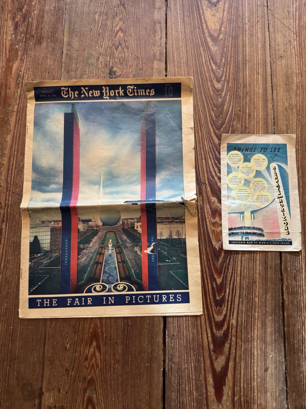 New York Times April 1939 NY World’s Fair Preview Magazine and Separate Map
