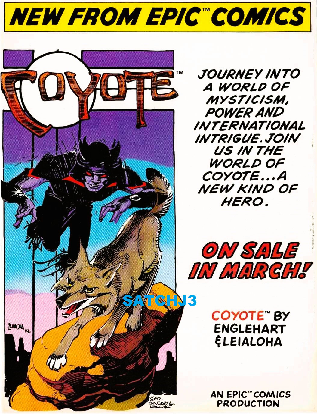 1980\'s COYOTE STEVE LEIALOHA ART ORIGINAL PROMO POSTER PRINT MARVEL COMICS RARE