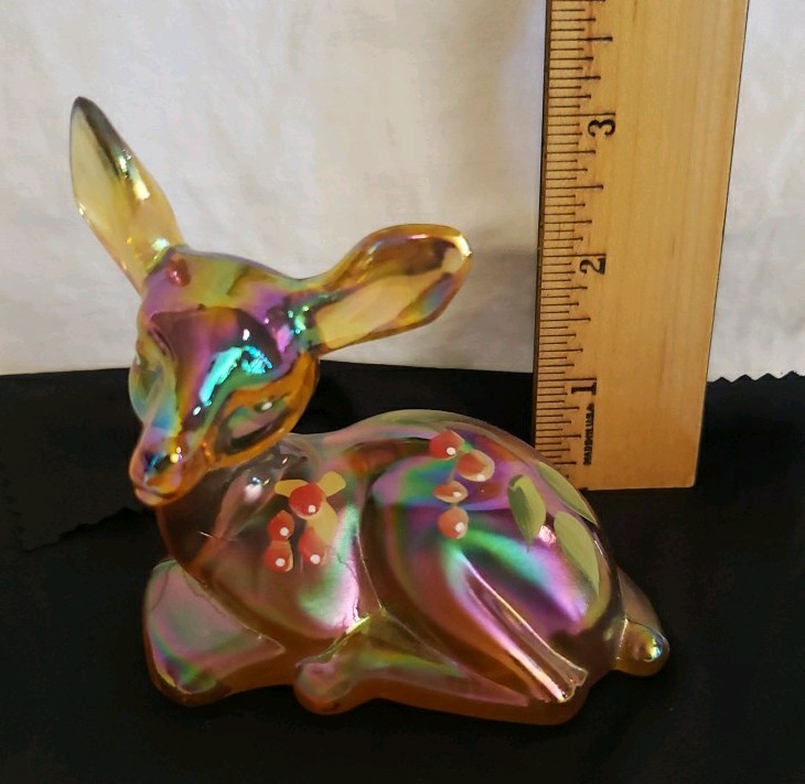 Fenton Carnival Glass Marigold Giving Rainbow Shimmer Handpainted