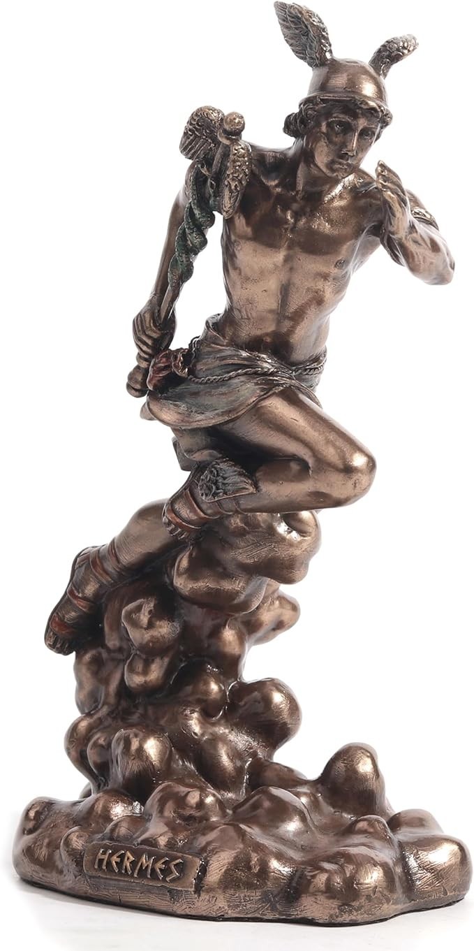 Hermes Greek Herald Of The Gods Cold Cast Bronze Finish Figurine Hermes Greek Herald Of The Gods Cold Cast Bronze Finish Figurine