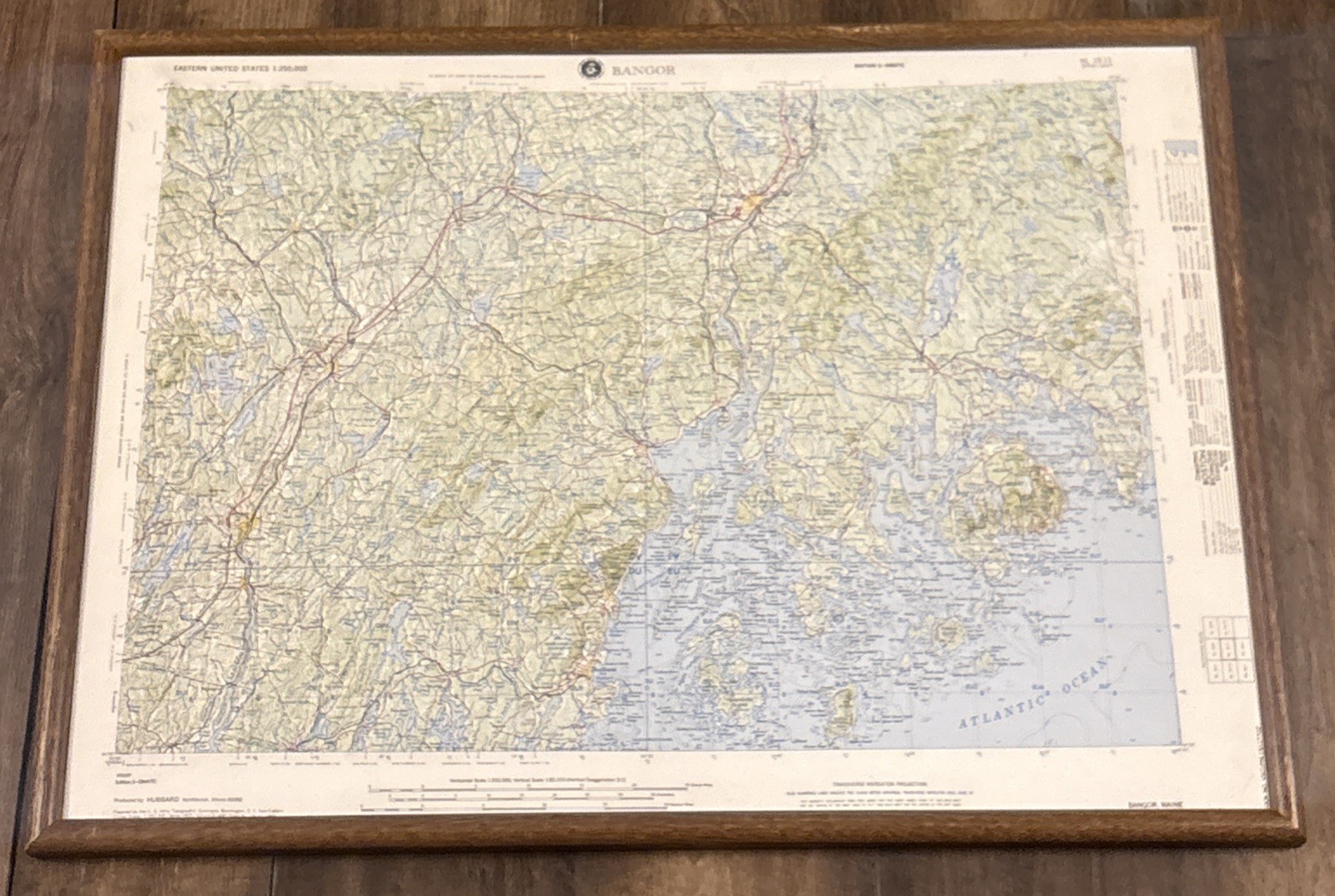 Vtg Hubbard Scientific Raised Relief Topographic Map Bangor Maine 3D 1980s Rare