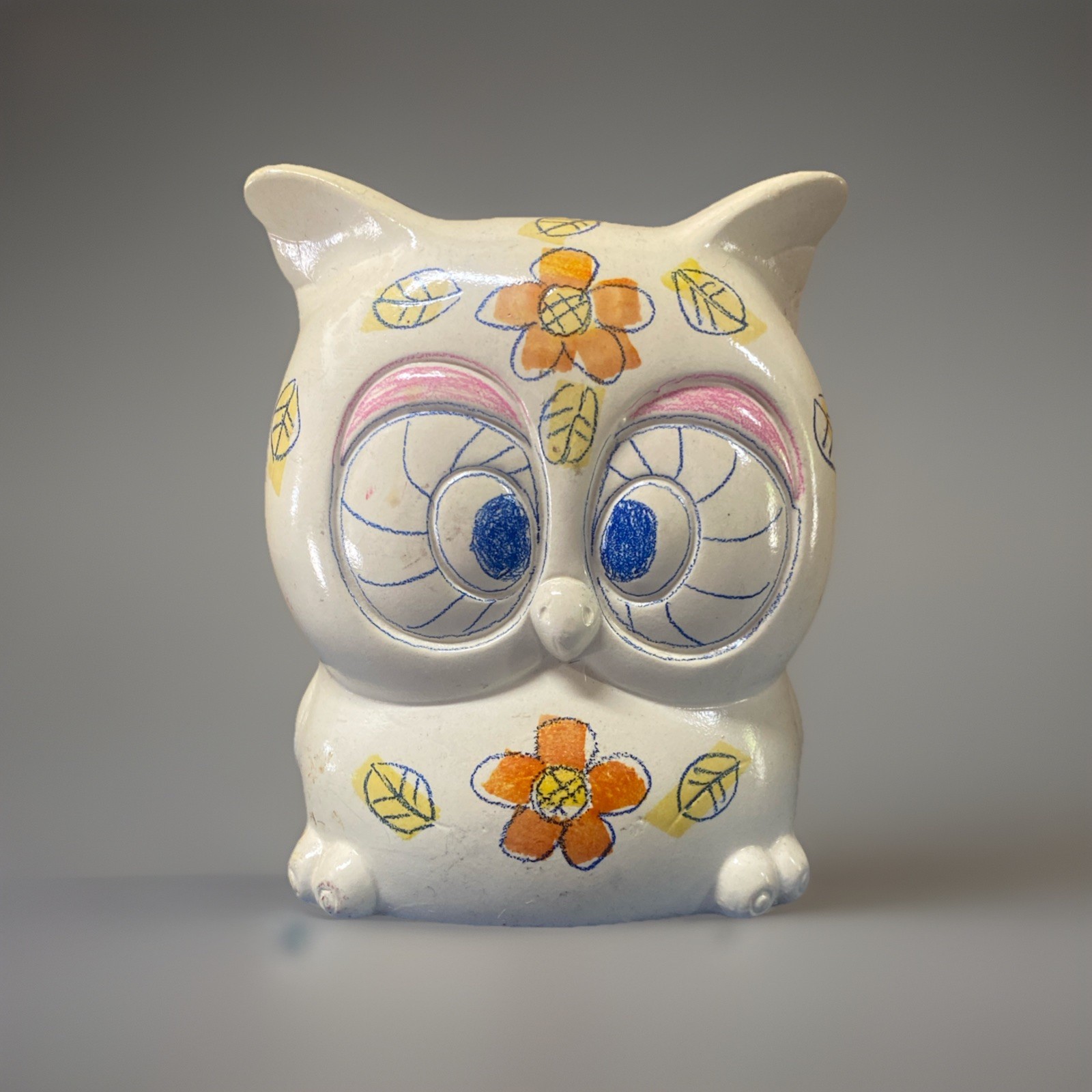 Vintage Ceramaster Owl Coin Bank Japan Ceramic Owl Money Bank Retro