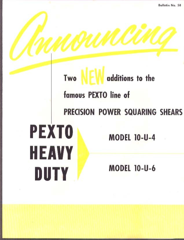 Pexto Peck Stow & Wilcox Squaring Shears folder 1958