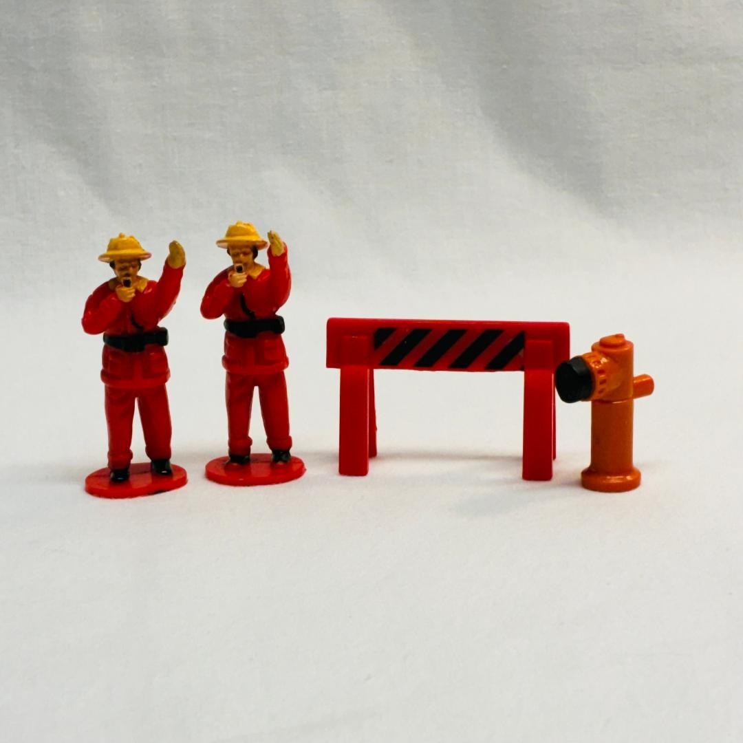 VTG 2 Plastic Firemen Road Block Fire Hydrant Orange Black  Size See Description