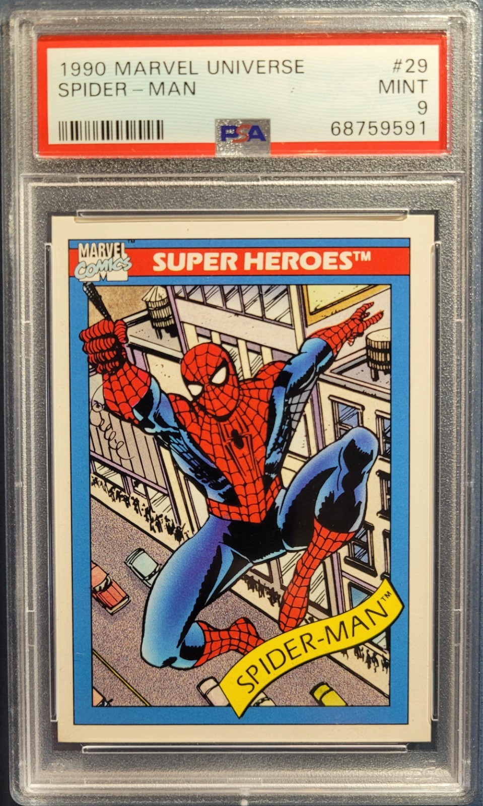 1990 Impel Marvel Universe Super Heroes Spider-Man #29 PSA 9 MINT