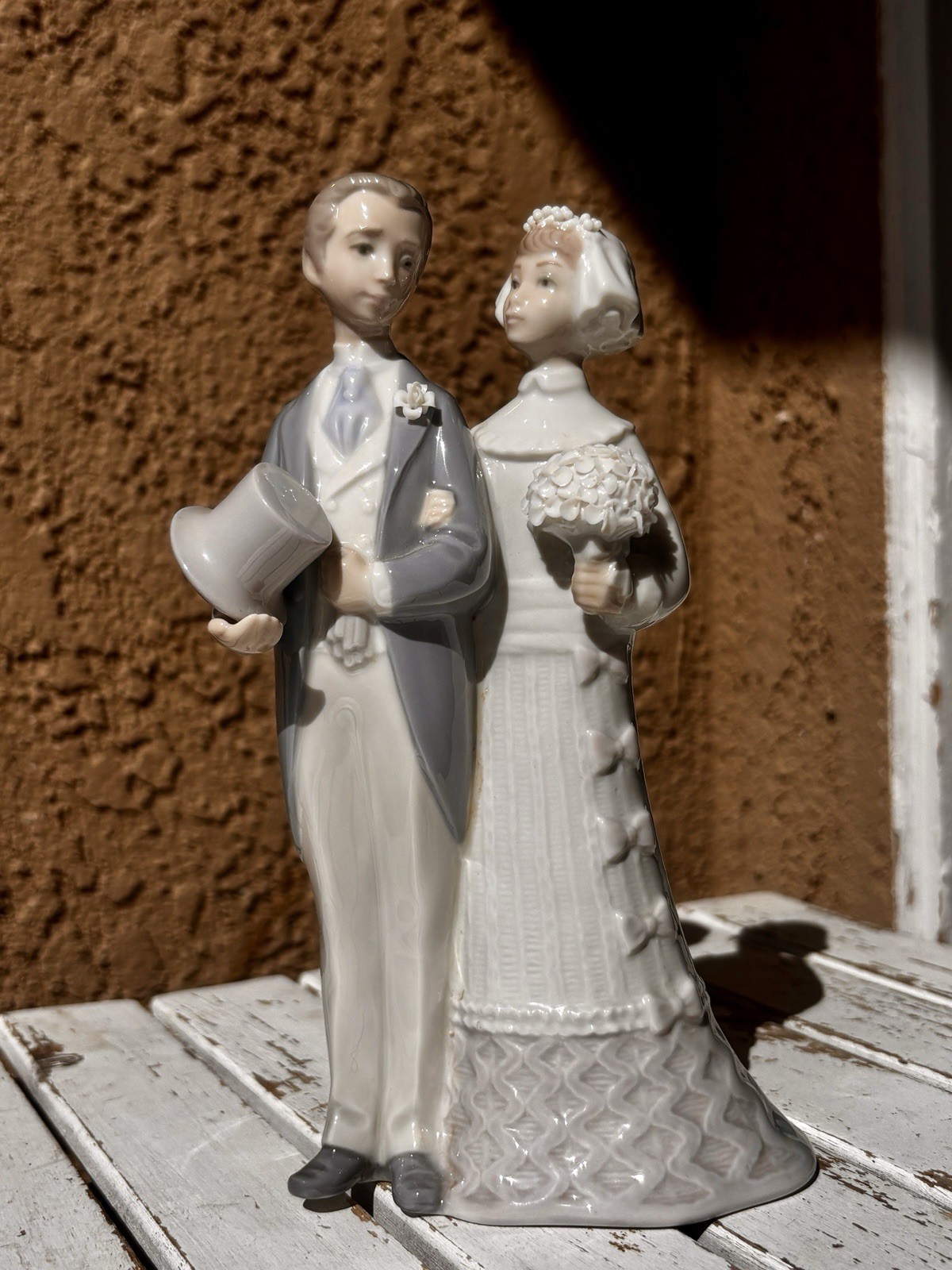 Vintage Lladro Wedding Day Bride & Groom Figurine Cake Topper #4808 7.75