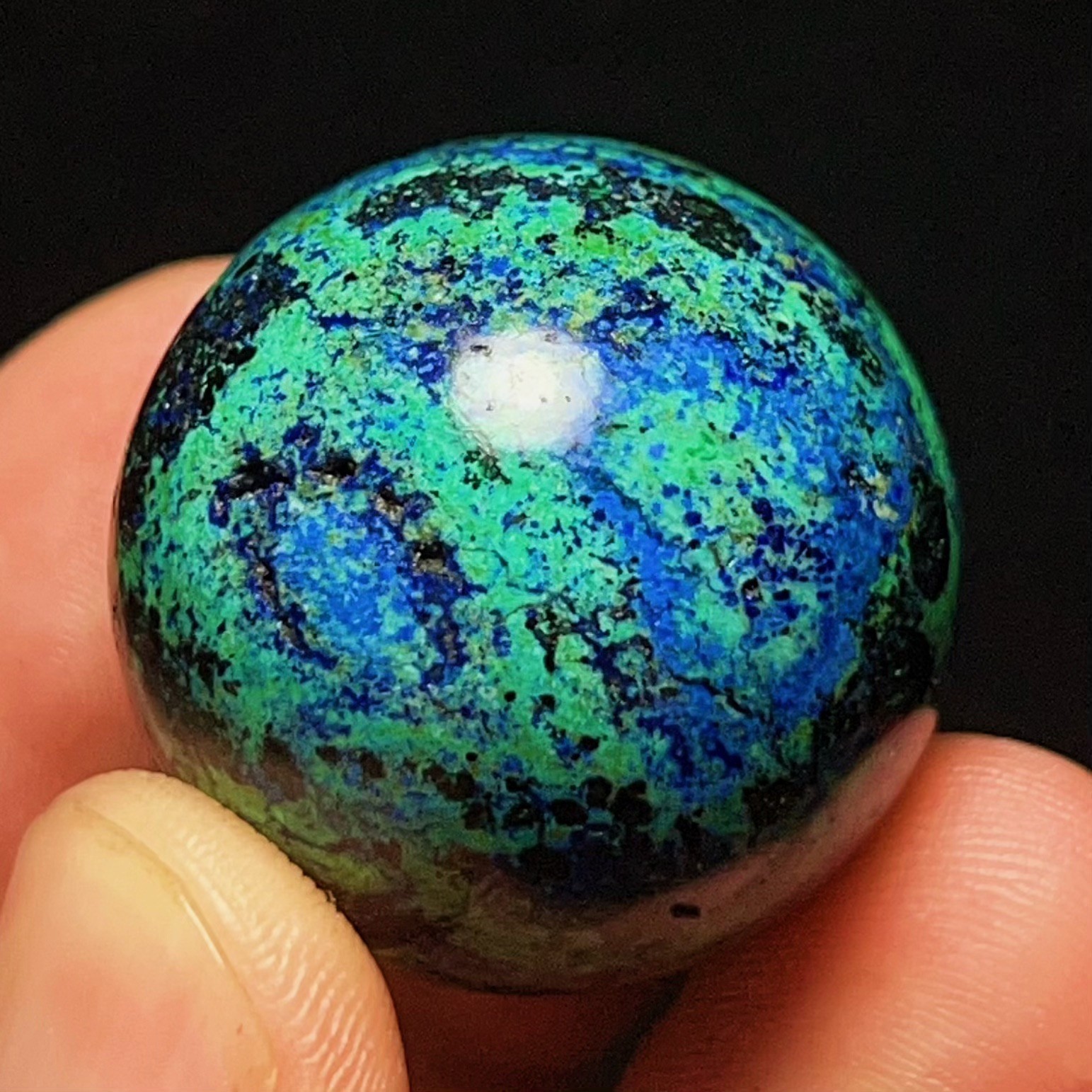 Rare 35G Natural Blue Copper Mine Phoenix Pine Symbiosis Sphere  Healing  L8665