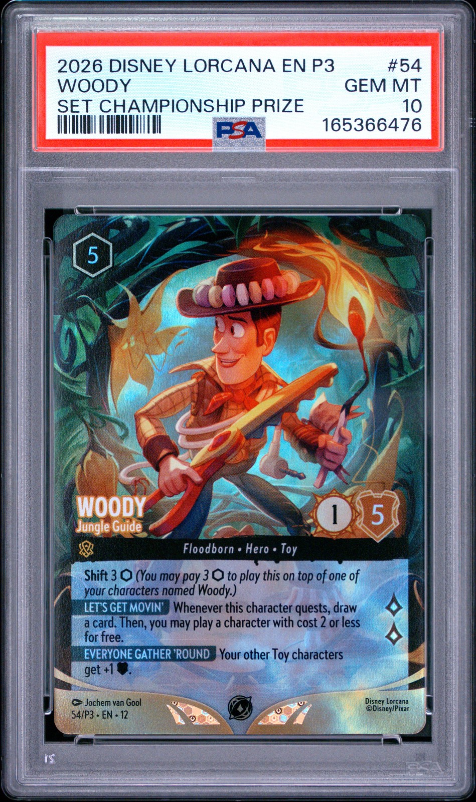 2026 DISNEY LORCANA EN P3-PROMO #54 WOODY - JUNGLE GUIDE PSA 10