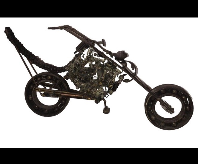 RARE OOAK Vintage Weld Art Sculpture Figurine Chopper Motorcycle 22” RARE OOAK Vintage Weld Art Sculpture Figurine Chopper Motorcycle 22”
