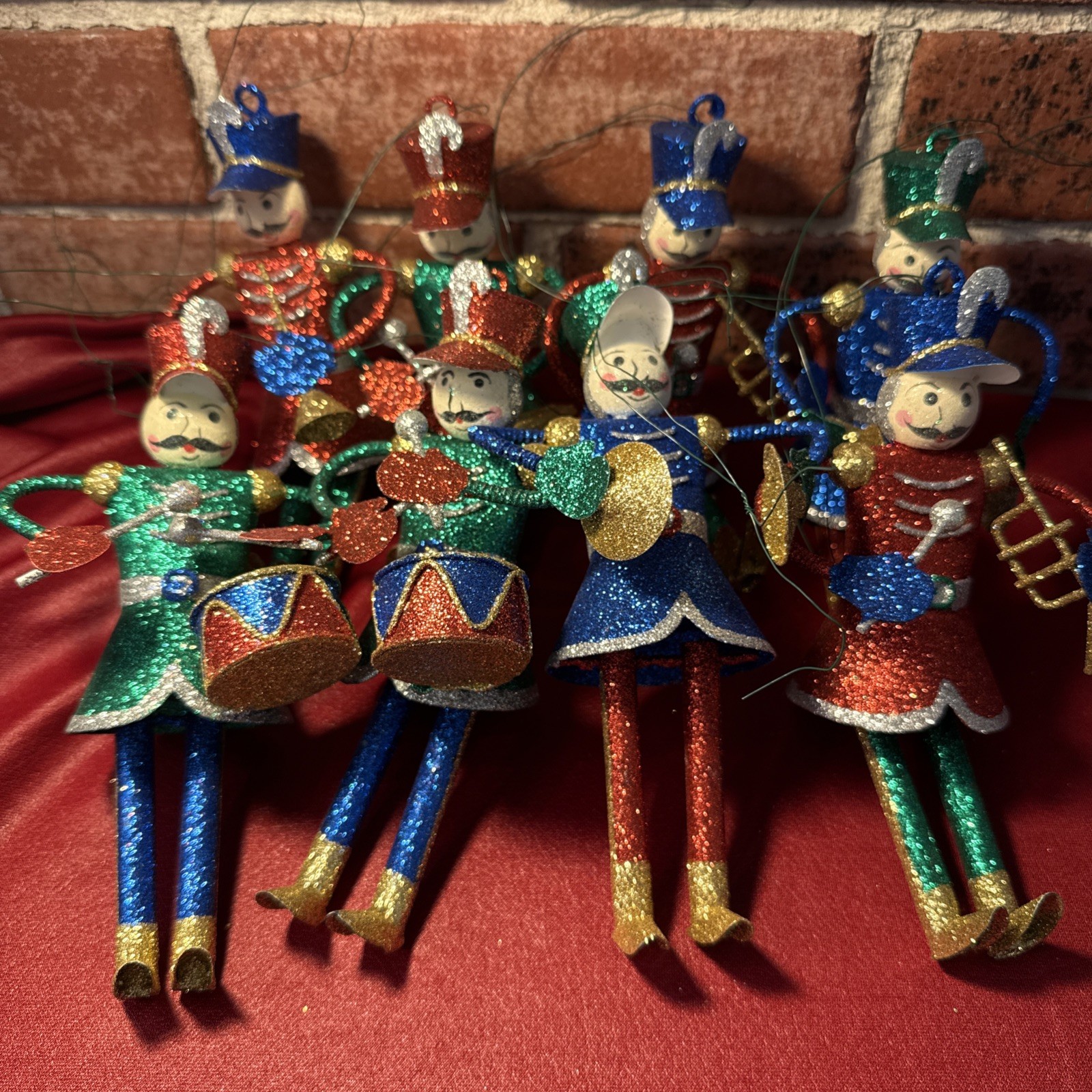 Vintage Pier 1 Imports Glitter Tin Soldier Marching Band 1990 Ornaments Set Of 8 Vintage Pier 1 Imports Glitter Tin Soldier Marching Band 1990 Ornaments Set Of 8