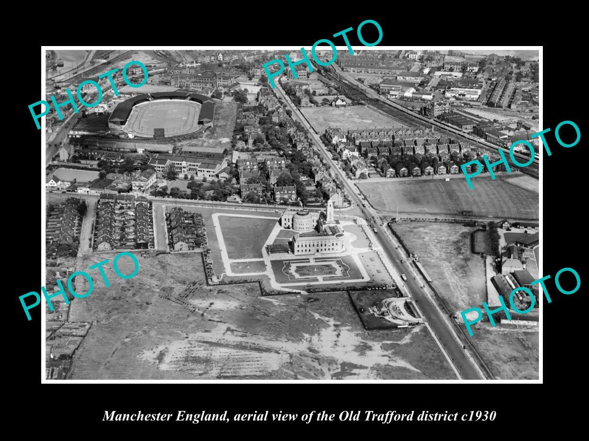 OLD POSTCARD SIZE PHOTO MANCHESTER ENGLAND AERIAL VIEW OF OLD TRAFFORD c1930 OLD POSTCARD SIZE PHOTO MANCHESTER ENGLAND AERIAL VIEW OF OLD TRAFFORD c1930