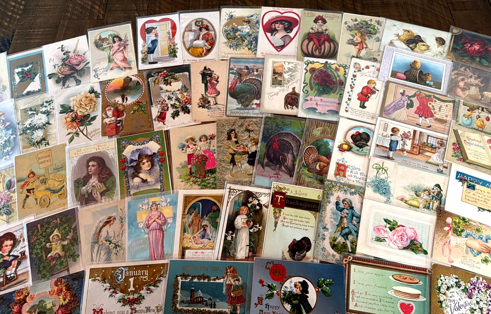 Lot of 60~1900s~Holiday Greeting Postcards~Xmas~Easter~Valentine~Santa~etc.~s937