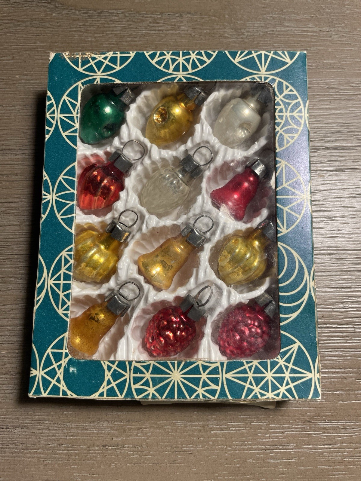 Vintage Eckartina 12 Mini Glass Christmas Ornaments West Germany Original Box Vintage Eckartina 12 Mini Glass Christmas Ornaments West Germany Original Box