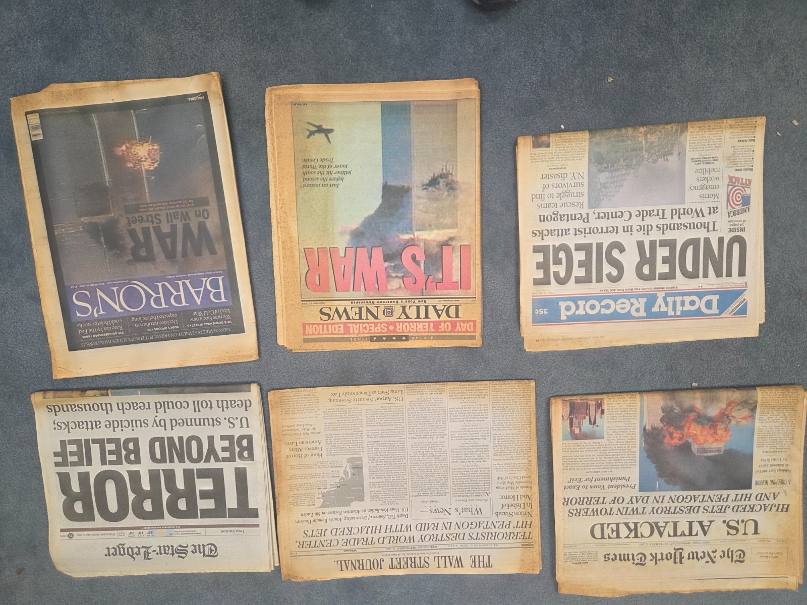9/11 Newspaper Lot September 12 2001 NY Times Daily News Barron’s WSJ Star Ledge