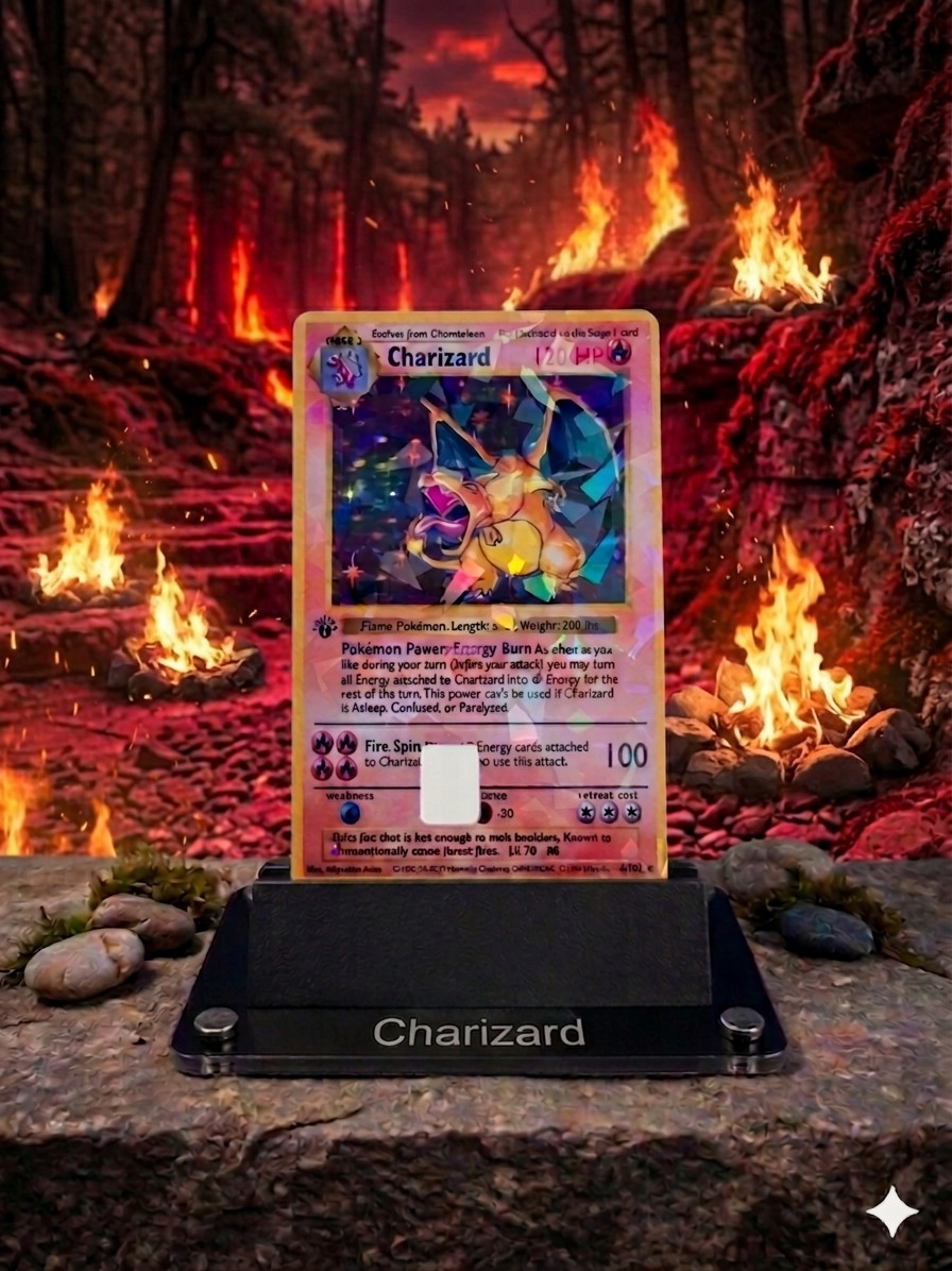 2X Charizard Poke Style Credit Card Small Chip STICKER (Holographic) 2PACK