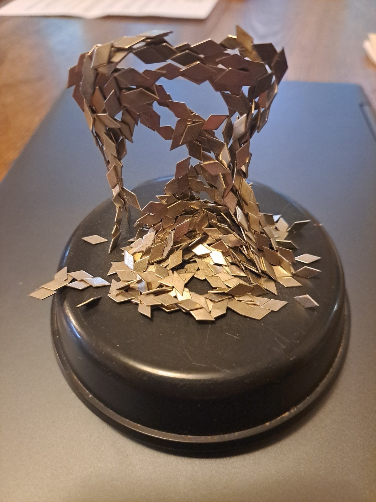 70s VTG CRDL Moldable Kinetic Sculpture Metal DIamonds Desk Puzzle Magnetic Base