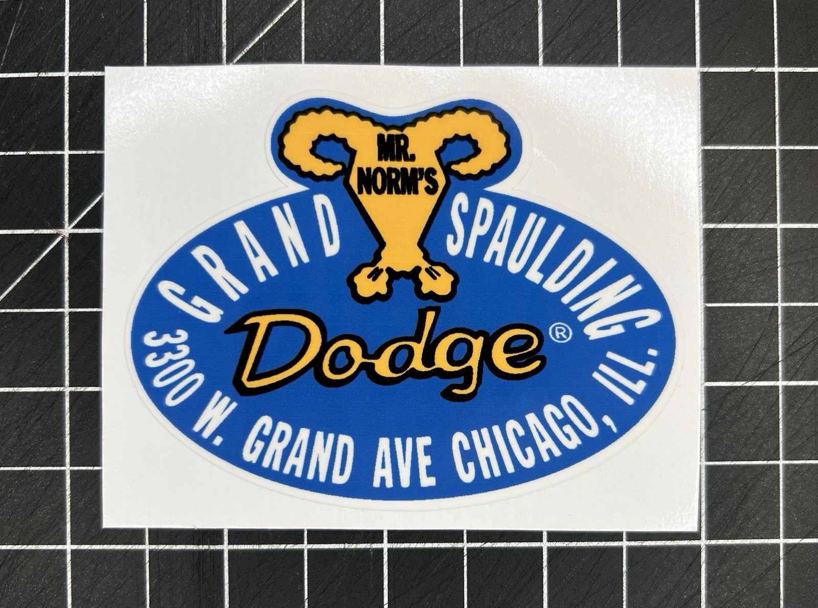 Mr. Norm’s Grand Spaulding Dodge Vintage Dealer Decal Sticker New Vinyl Mr. Norm’s Grand Spaulding Dodge Vintage Dealer Decal Sticker New Vinyl