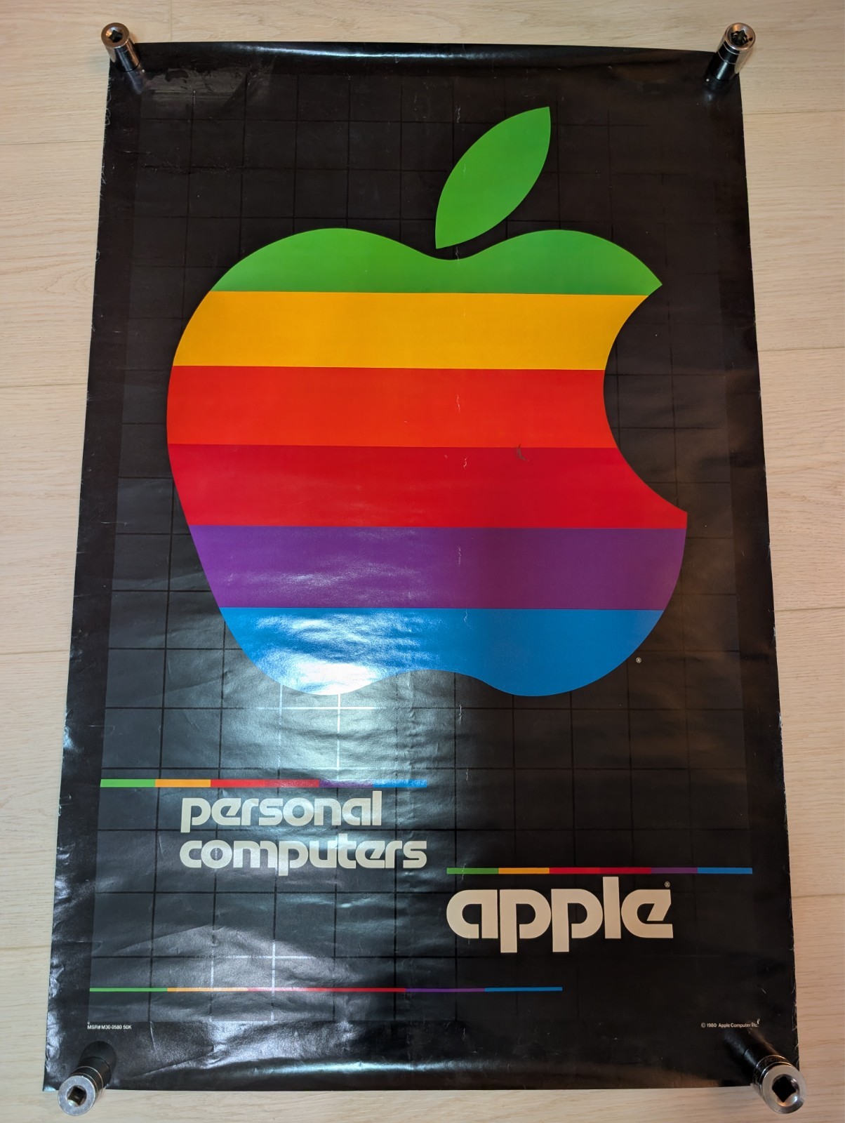 Original 1980 Apple Personal Computers Rainbow Logo Poster M30-0580 23x35
