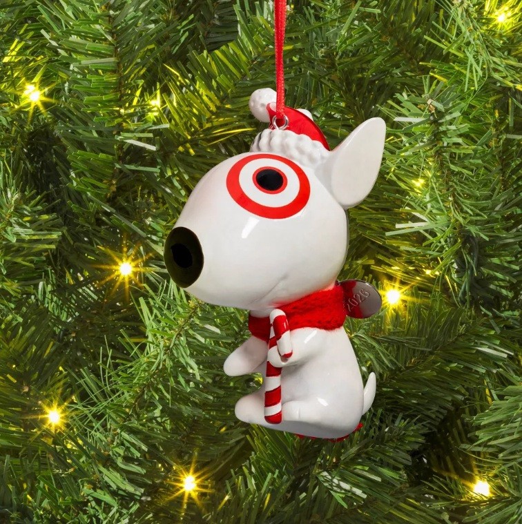 2026 Target Dog with Scarf and Candy Cane Christmas Tree Ornament Wondershop NEW