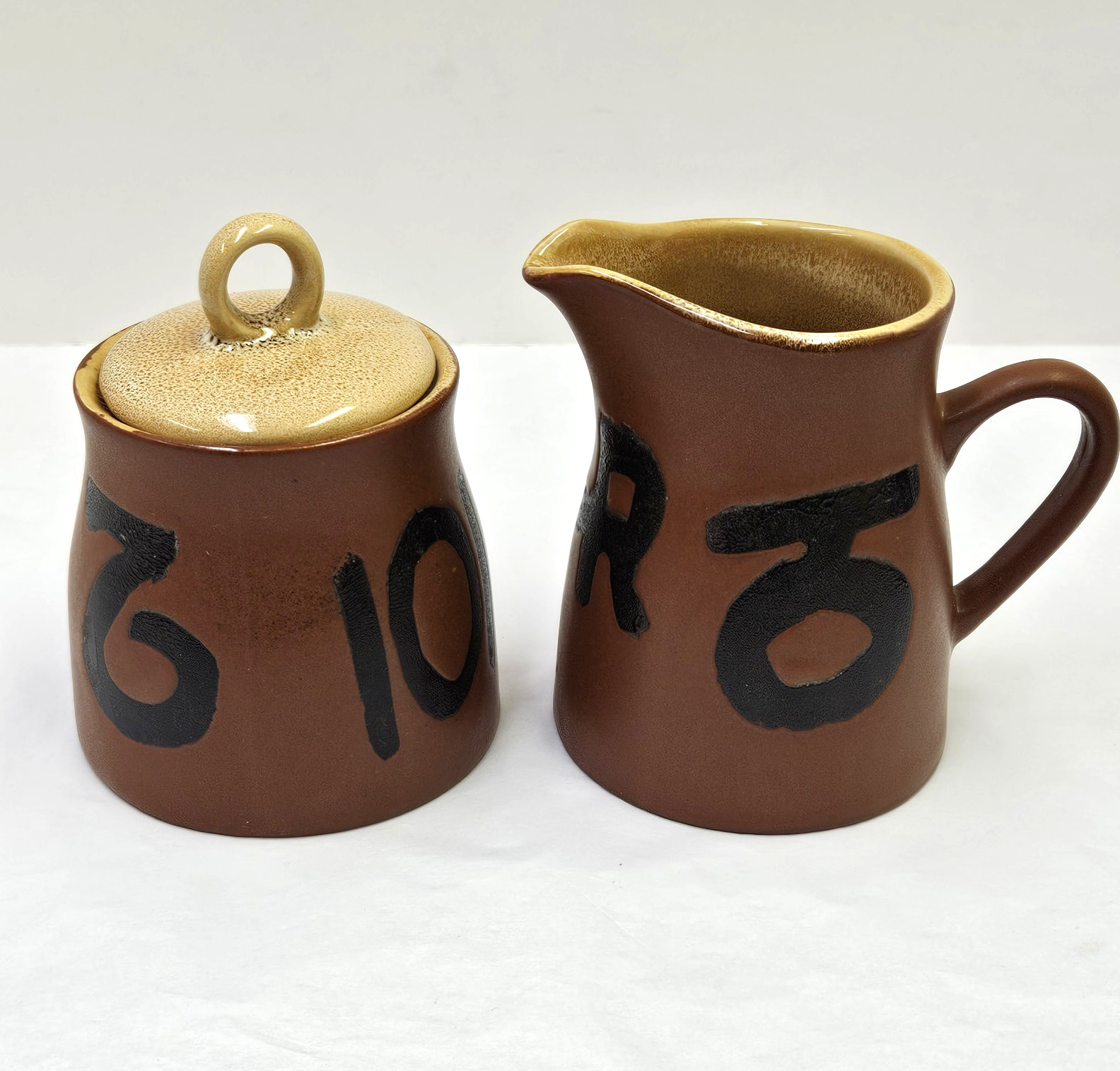 Cowboy Living Cattle Brands Creamer & Sugar Set Rodeo Ranch Western Rustic Cowboy Living Cattle Brands Creamer & Sugar Set Rodeo Ranch Western Rustic