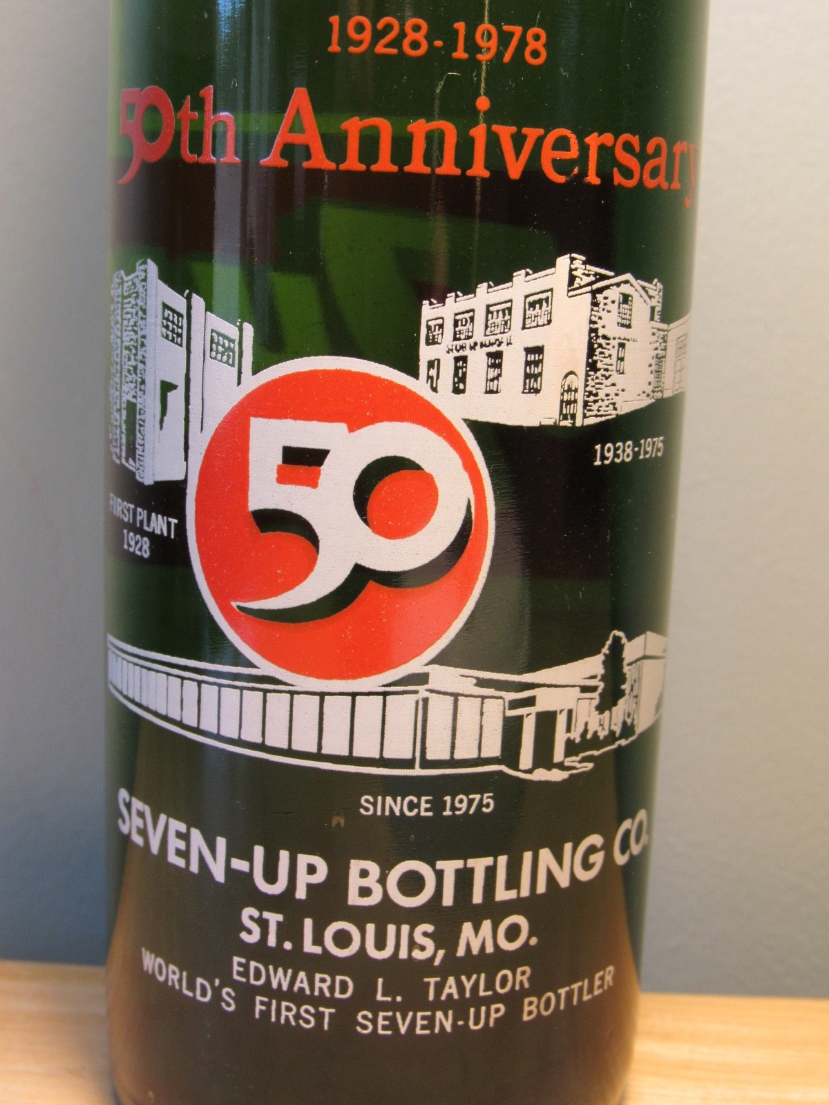 SEVEN-UP BOTTLING Bottle - 50th Anniversary 1928-1978 - Edward L. Taylor