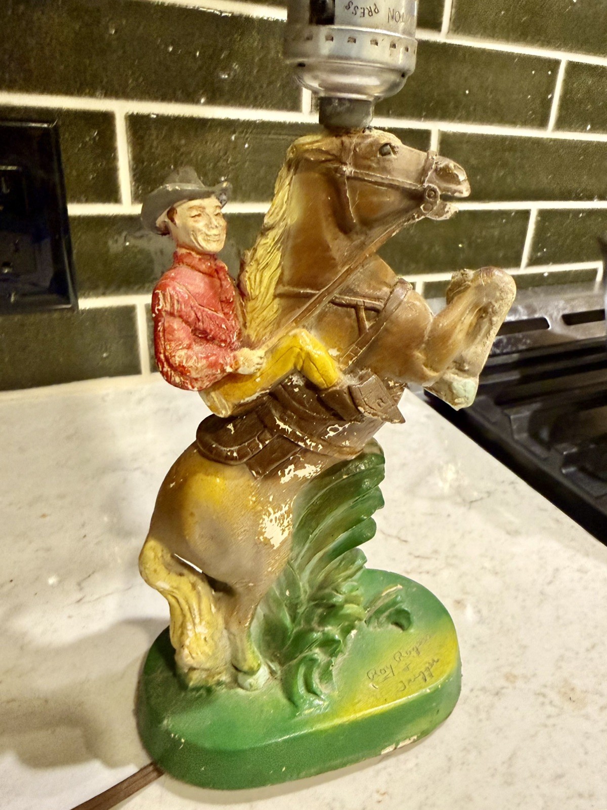 Vintage 1950\'s Roy Rogers & Trigger Chalkware Table Lamp Vintage 1950\'s Roy Rogers & Trigger Chalkware Table Lamp