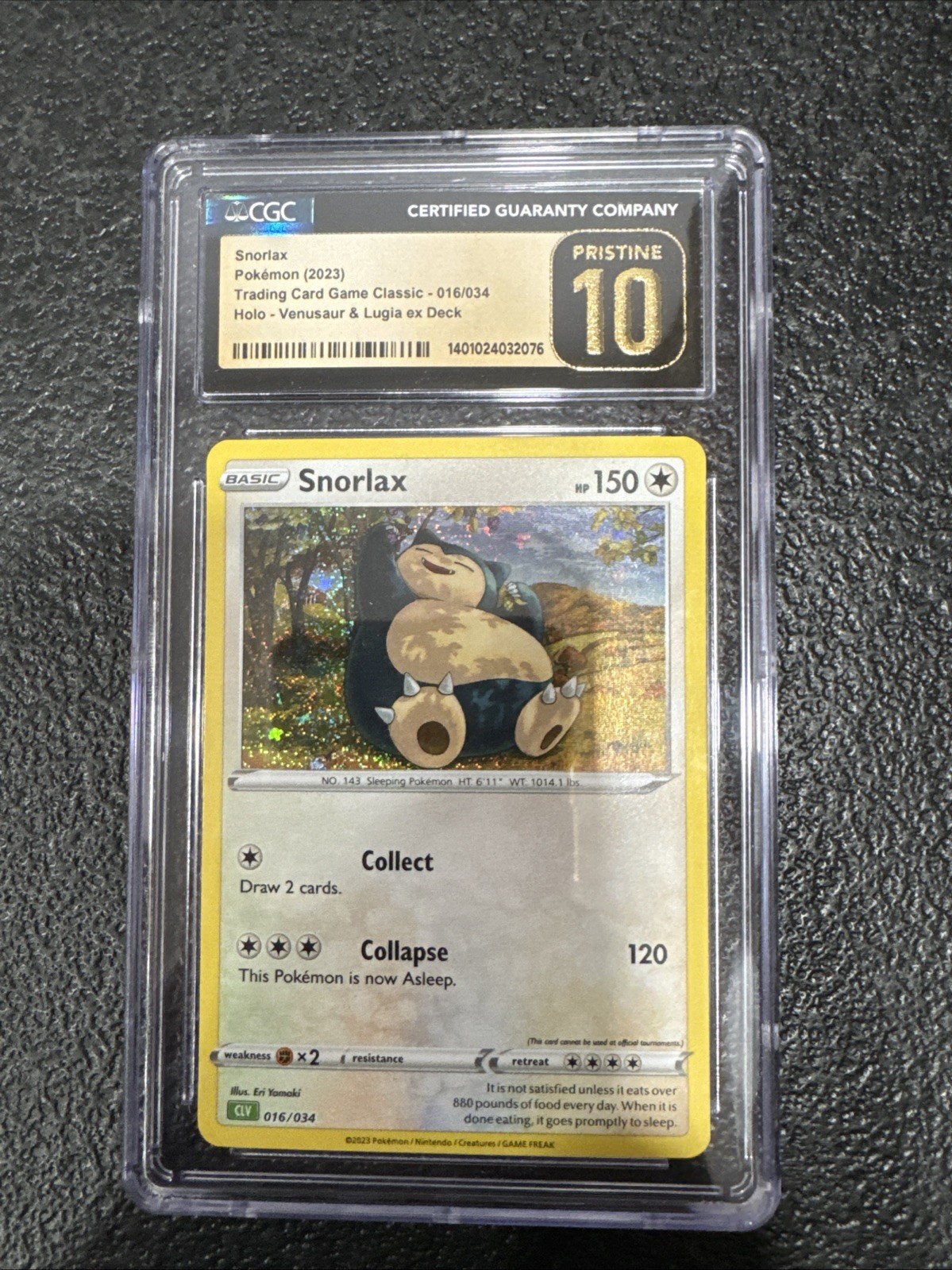 Snorlax Holo 16/34 Trading Game Classic Pokemon 2023 English CGC 10 Pristine